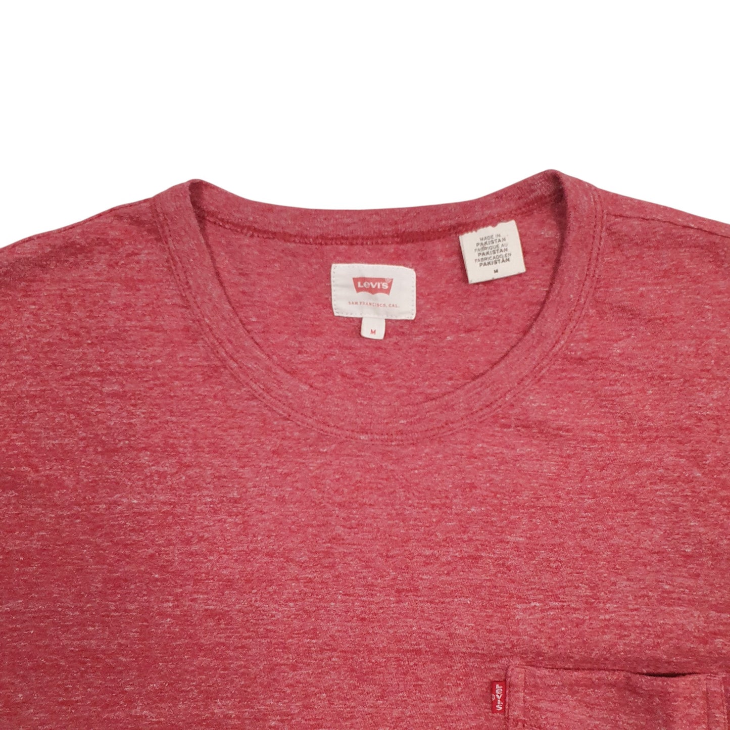 Mens Red Levis Pocket Short Sleeve T Shirt