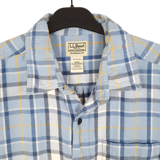 Mens Blue L.L.Bean Flannel Overshirt Shacket Long Sleeve Shirt