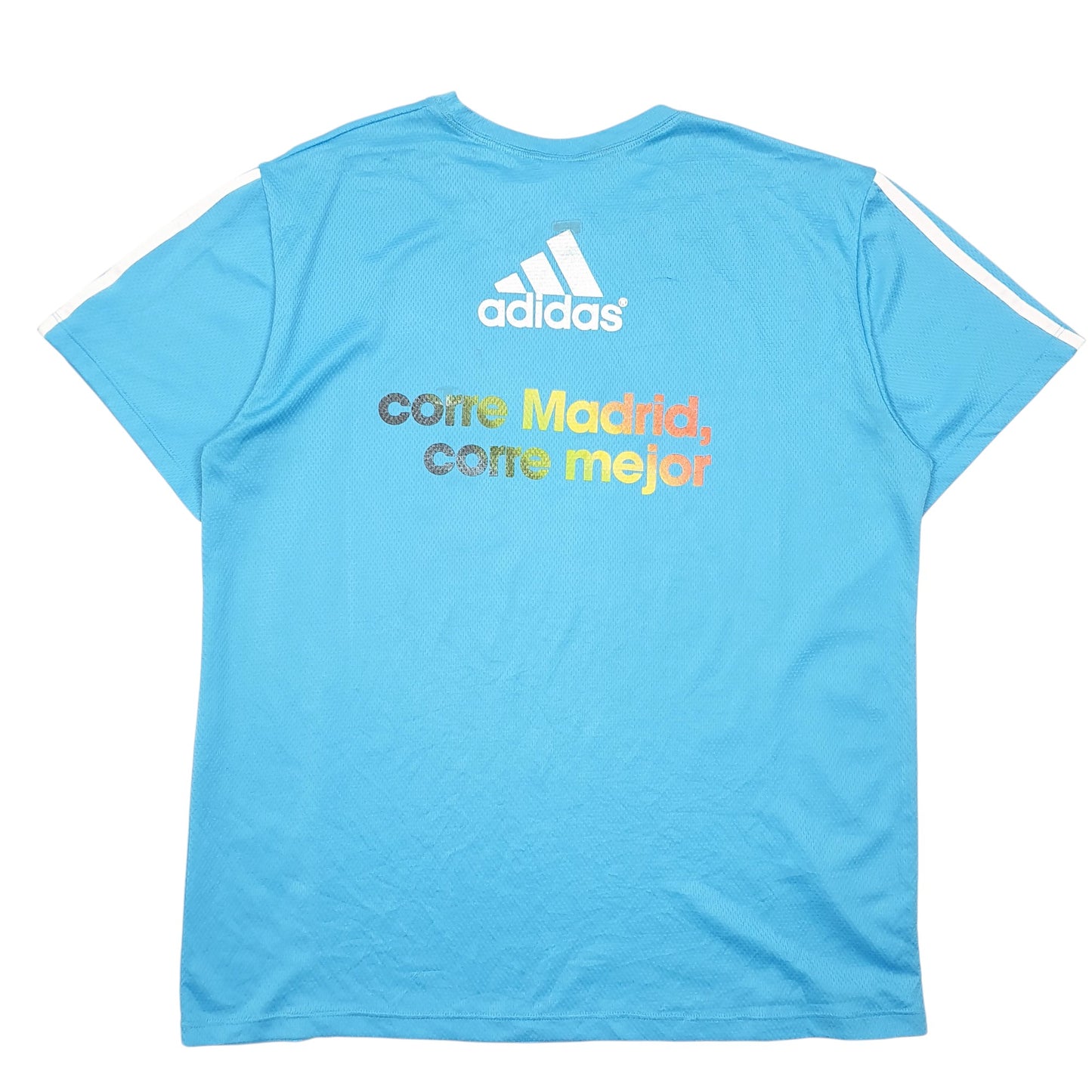 Mens Blue Adidas Madrid Marathon 2010 Active Running Short Sleeve T Shirt