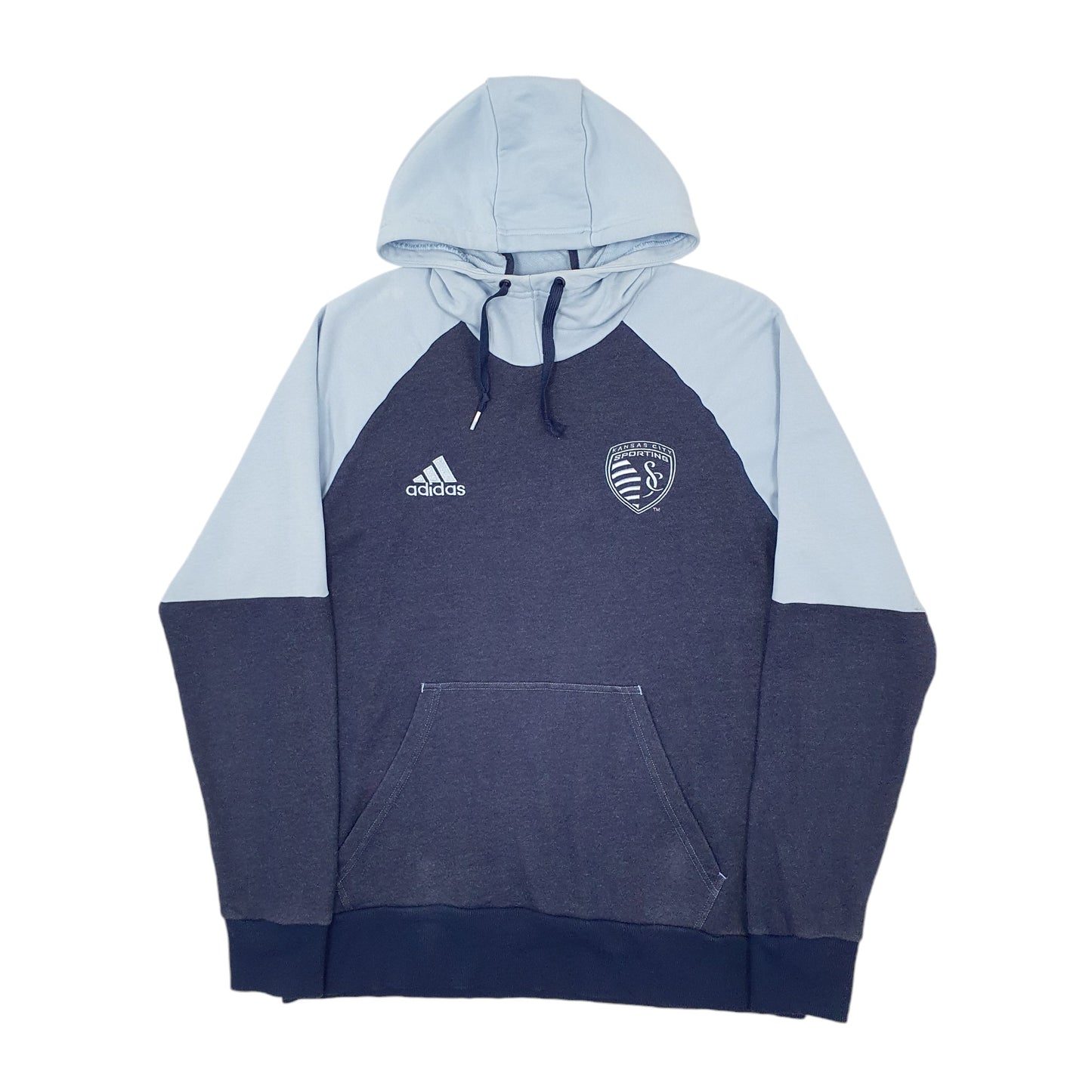 Mens Navy Adidas Kansas City Sporting MLS Soccer Hoodie Jumper