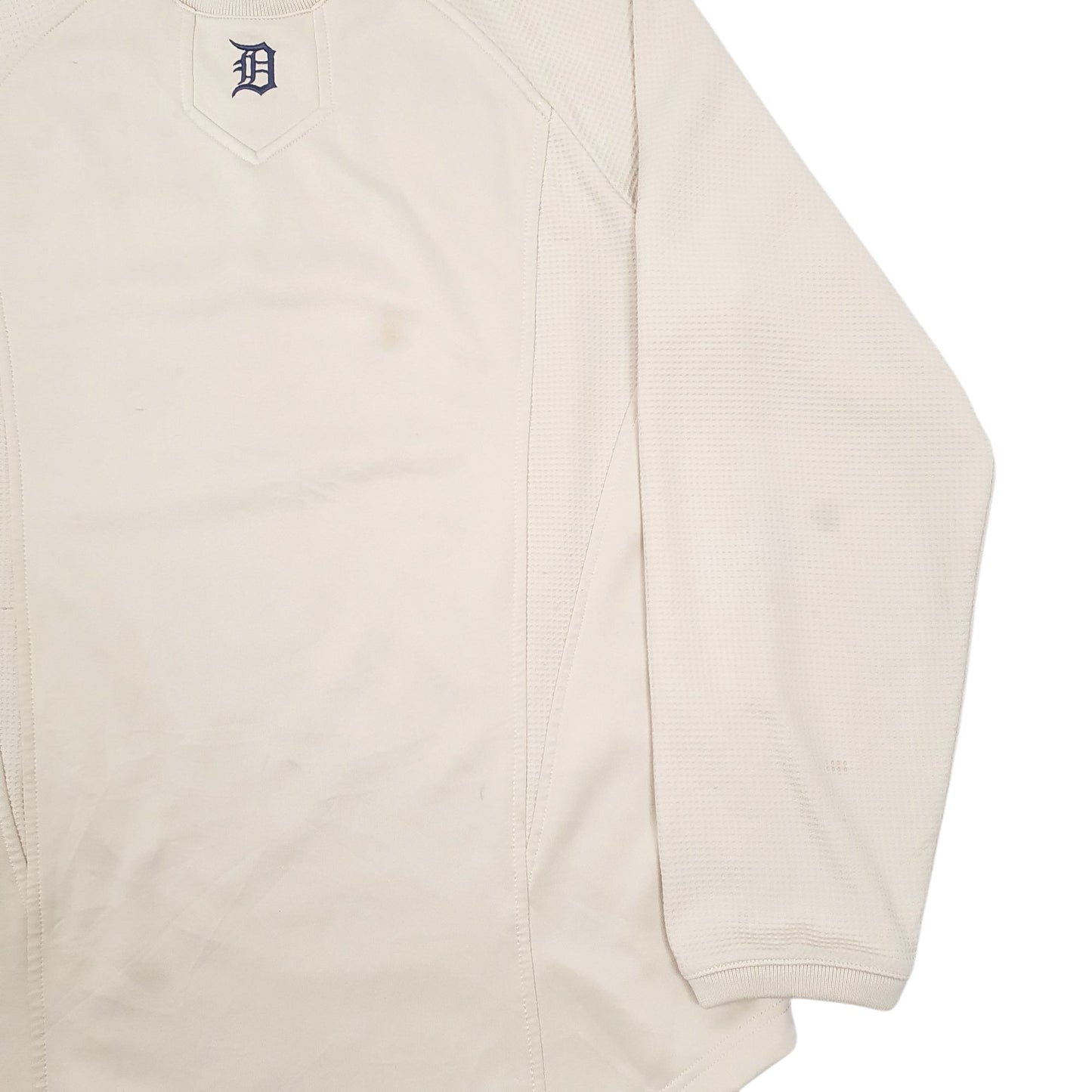 Mens Beige Majestic Vintage Detriot Tigers Therma Base Crewneck Jumper