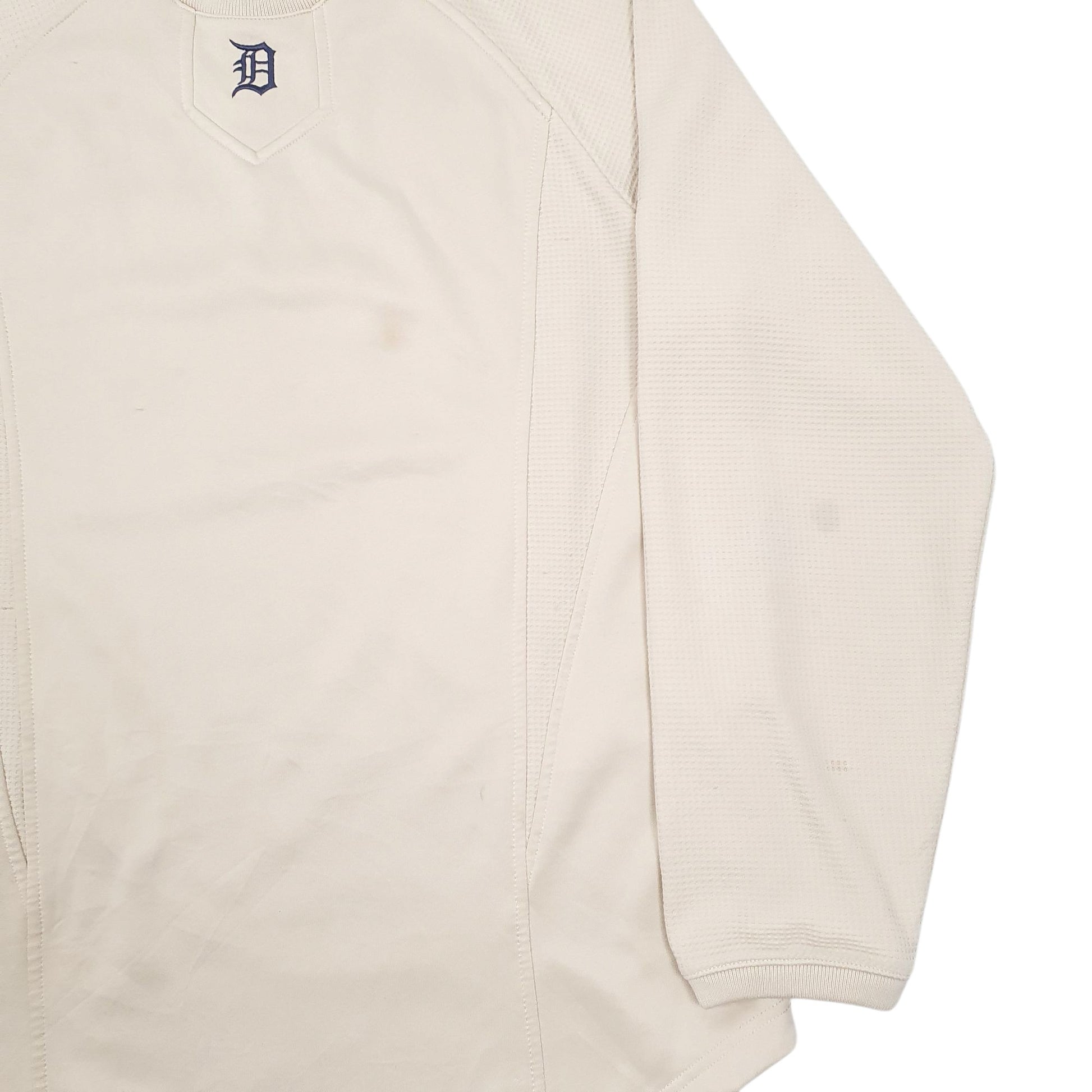 Mens Beige Majestic Vintage Detriot Tigers Therma Base Crewneck Jumper