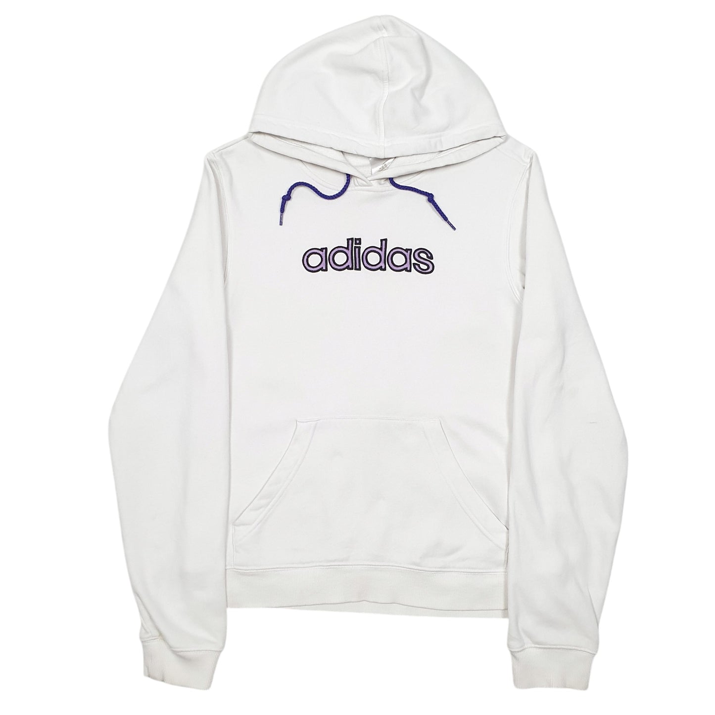 Womens White Adidas Spellout Hoodie Jumper