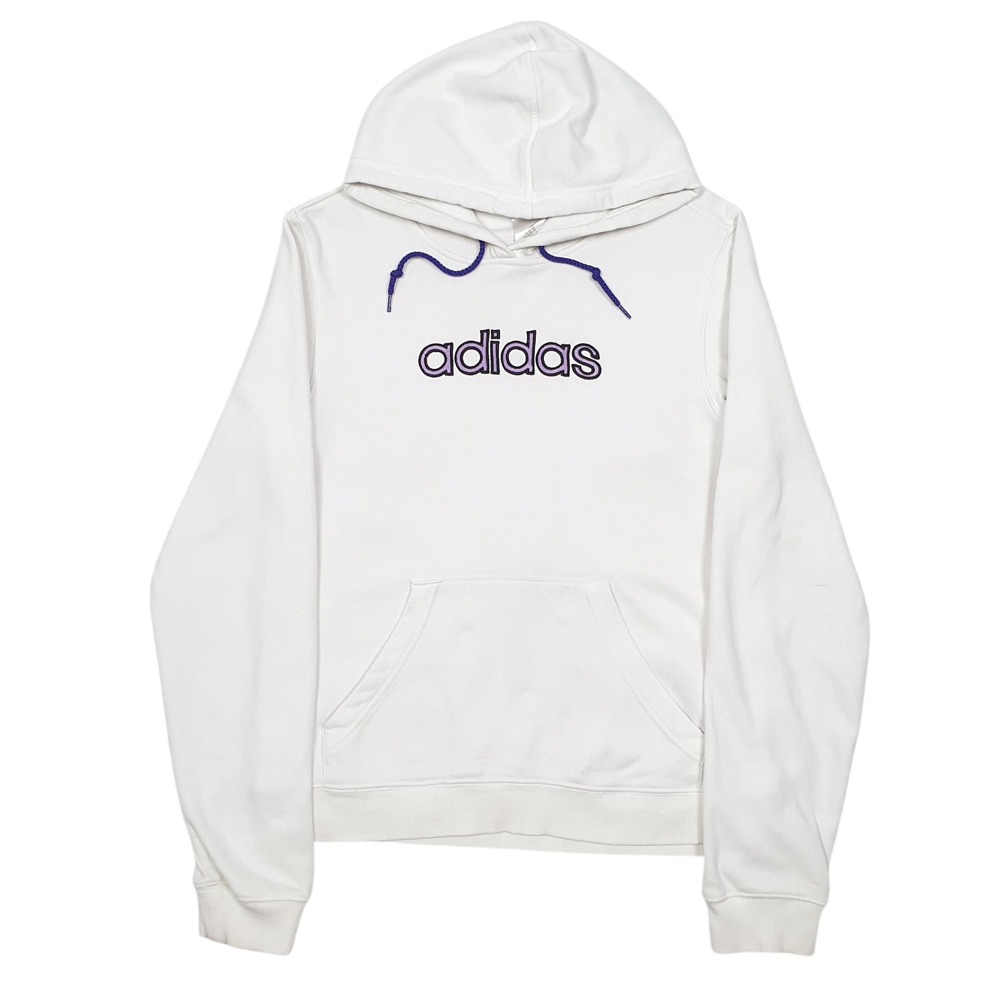 Womens White Adidas Spellout Hoodie Jumper