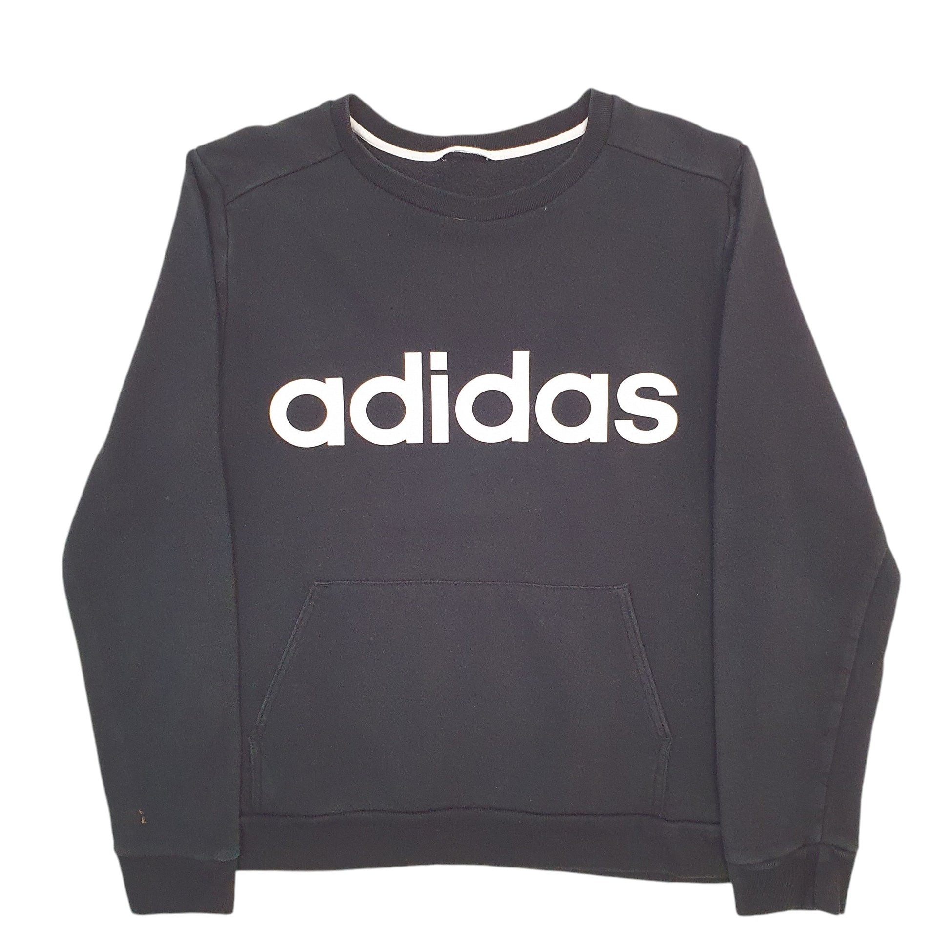 Womens Black Adidas Spellout Crewneck Jumper