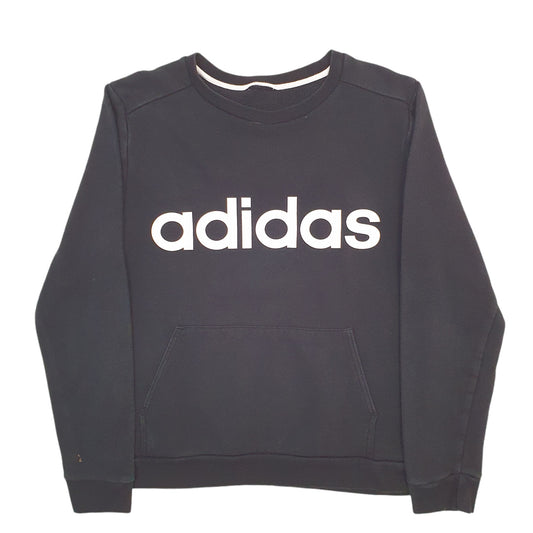 Womens Black Adidas Spellout Crewneck Jumper