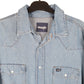 Mens Blue Wrangler Denim Jeans Western Pearl Snap Cowboy Long Sleeve Shirt