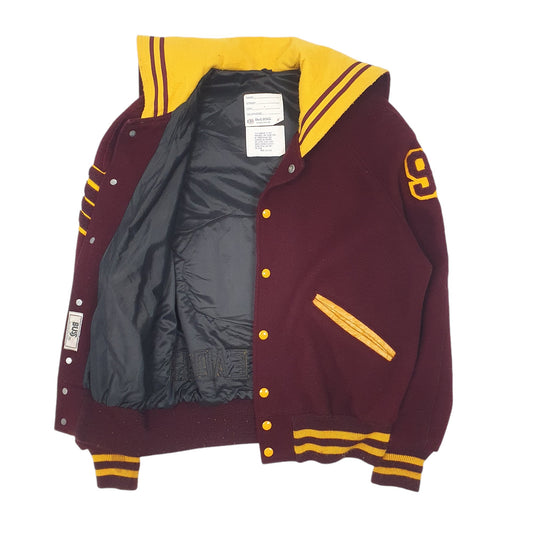 Mens Burgundy DeLong Sportswear Varsity Made in USA Vintage 80s Cheerleader  Coat