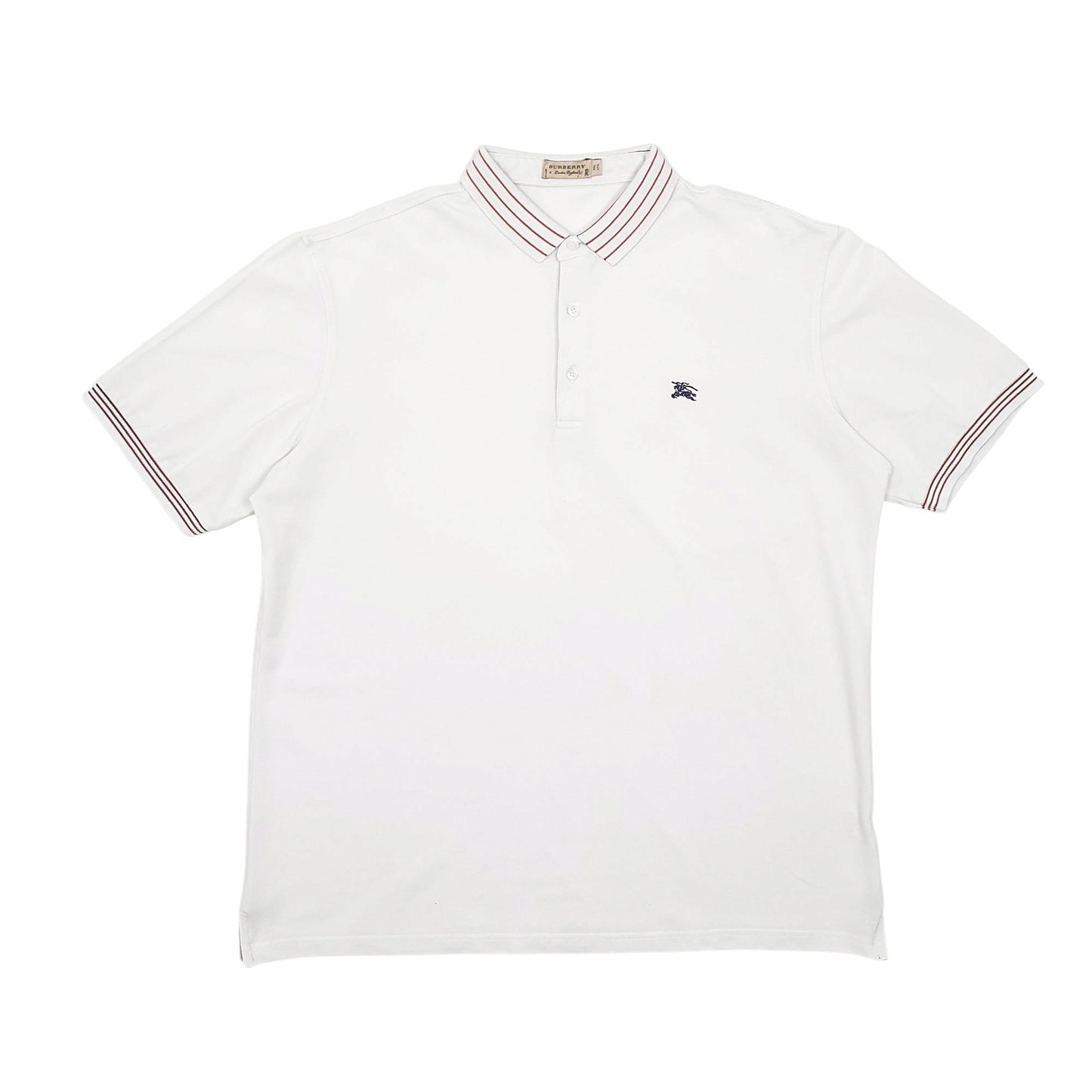 Mens White Burberry  Short Sleeve Polo Shirt