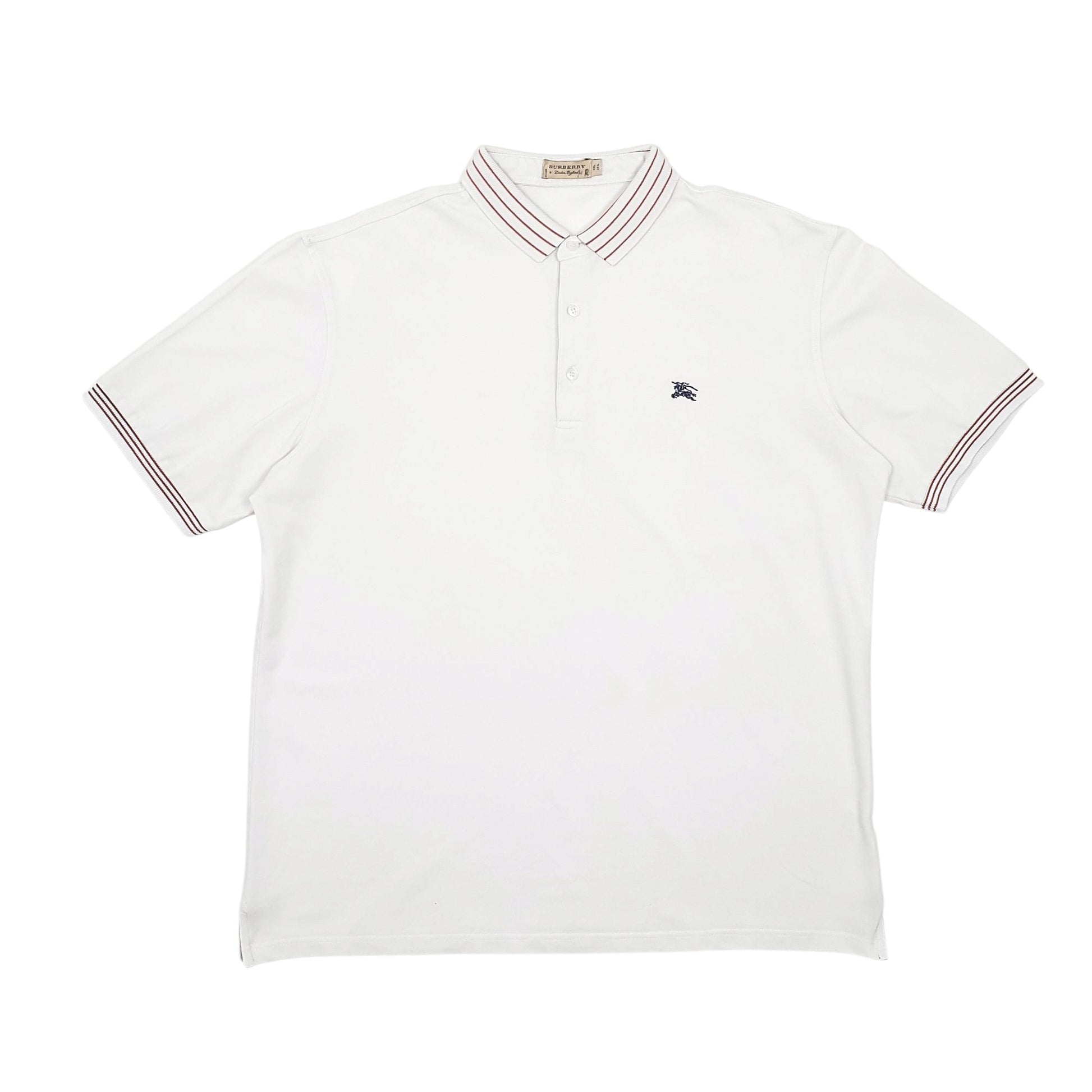 Mens White Burberry  Short Sleeve Polo Shirt