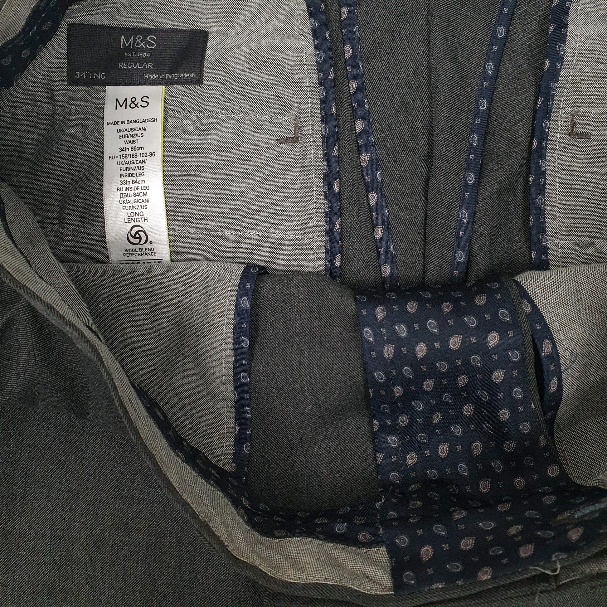 Mens Grey M&S  Formal Trousers