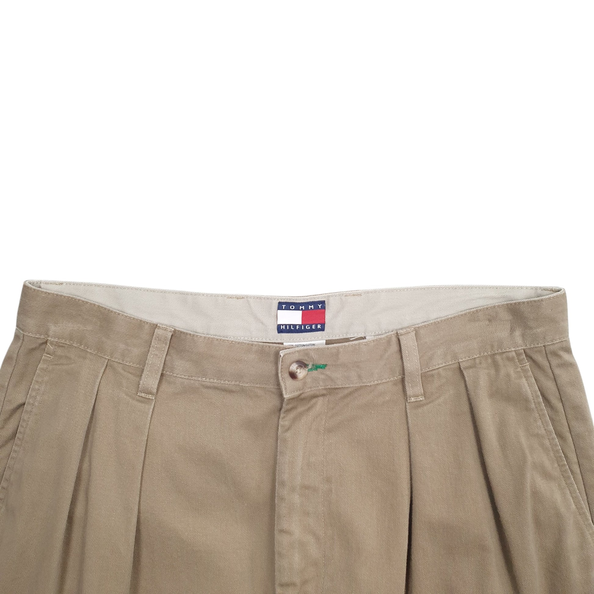 Mens Beige Tommy Hilfiger Double Pleated Chino Trousers