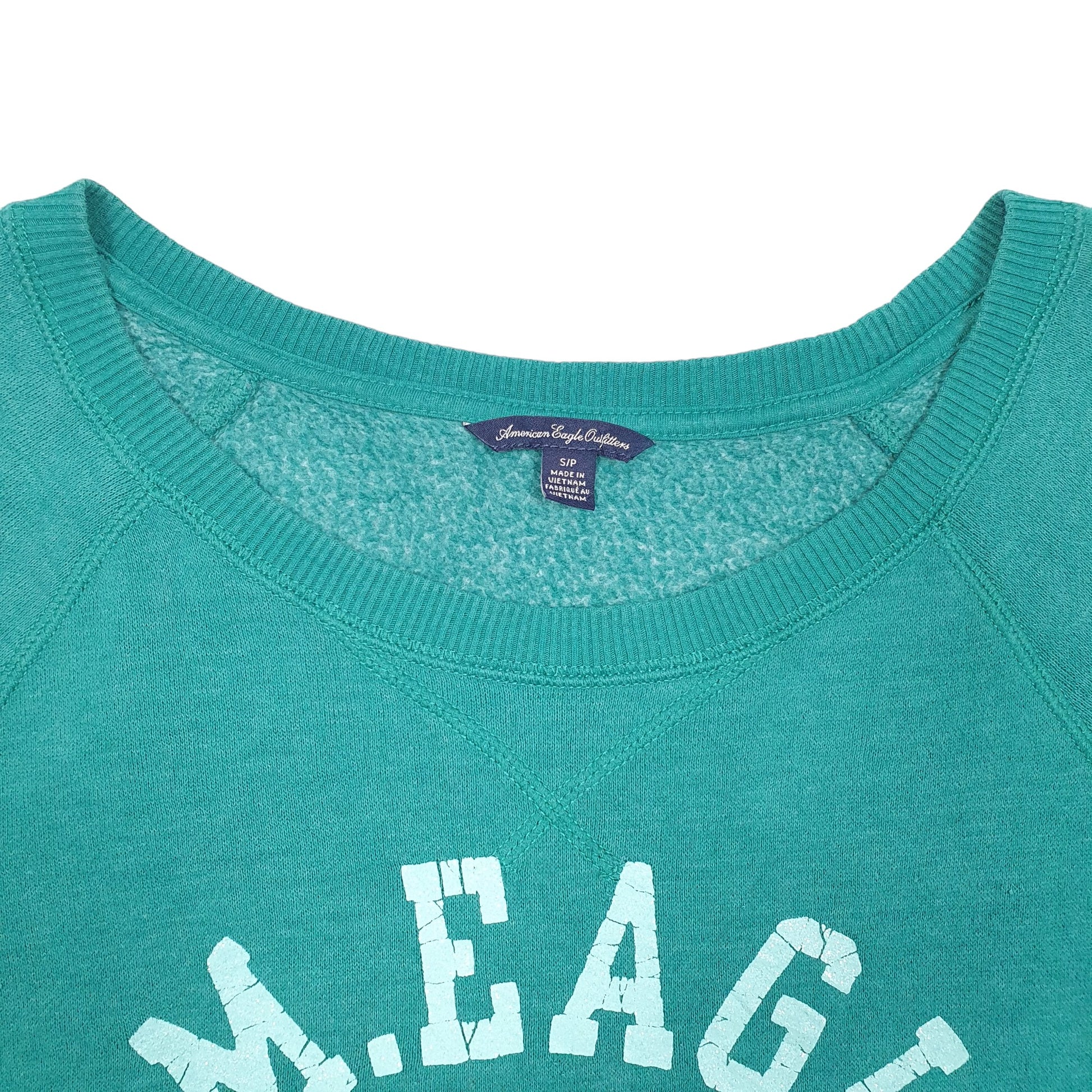 Womens Green American Eagle Outfitters Spellout Script  Raglan Crewneck Jumper