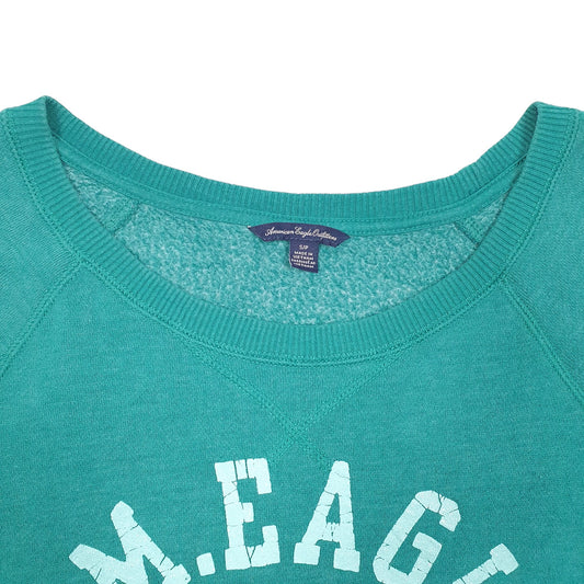 Womens Green American Eagle Outfitters Spellout Script  Raglan Crewneck Jumper