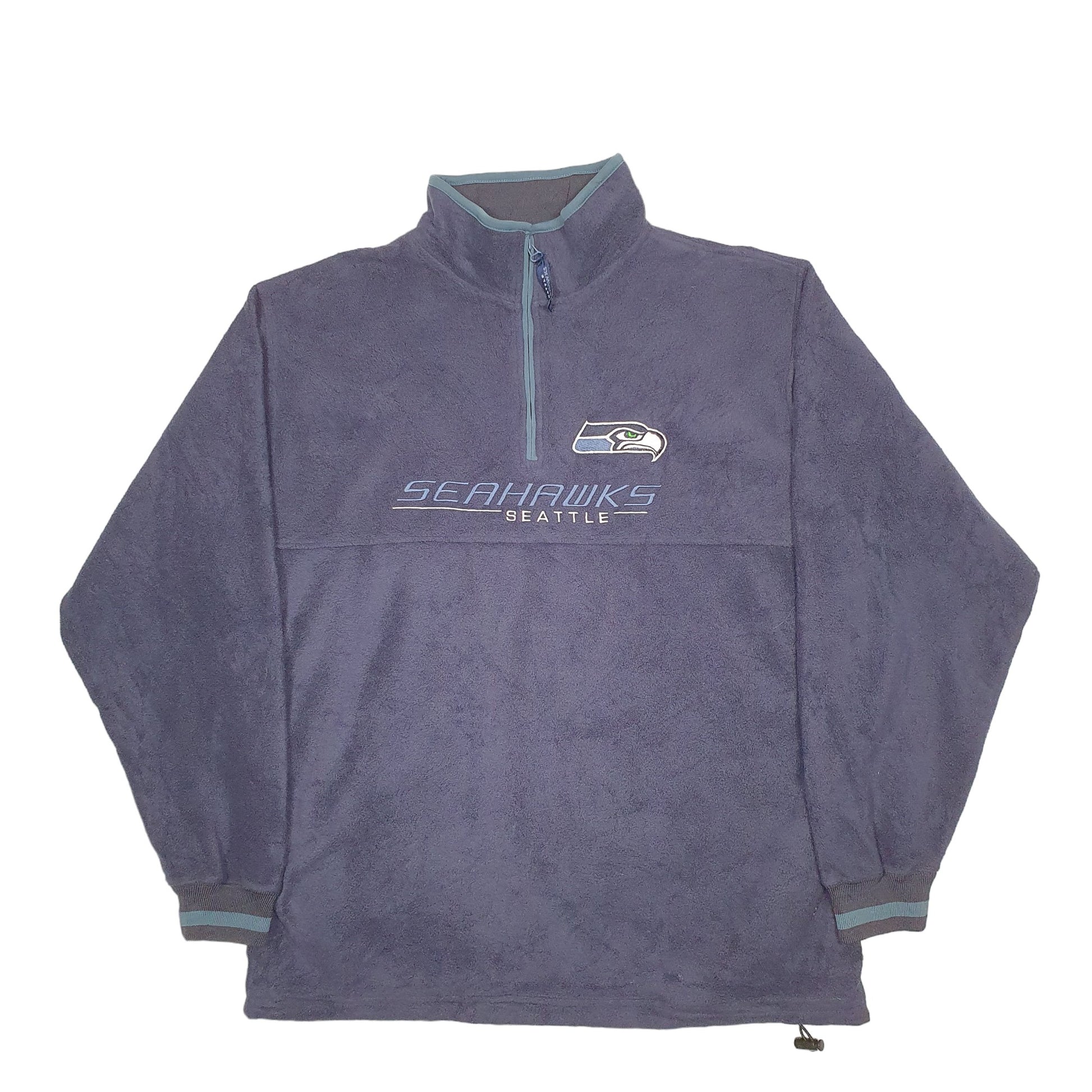 Mens Navy NFL Seattle Seahawks Football Quarter Zip Jumper