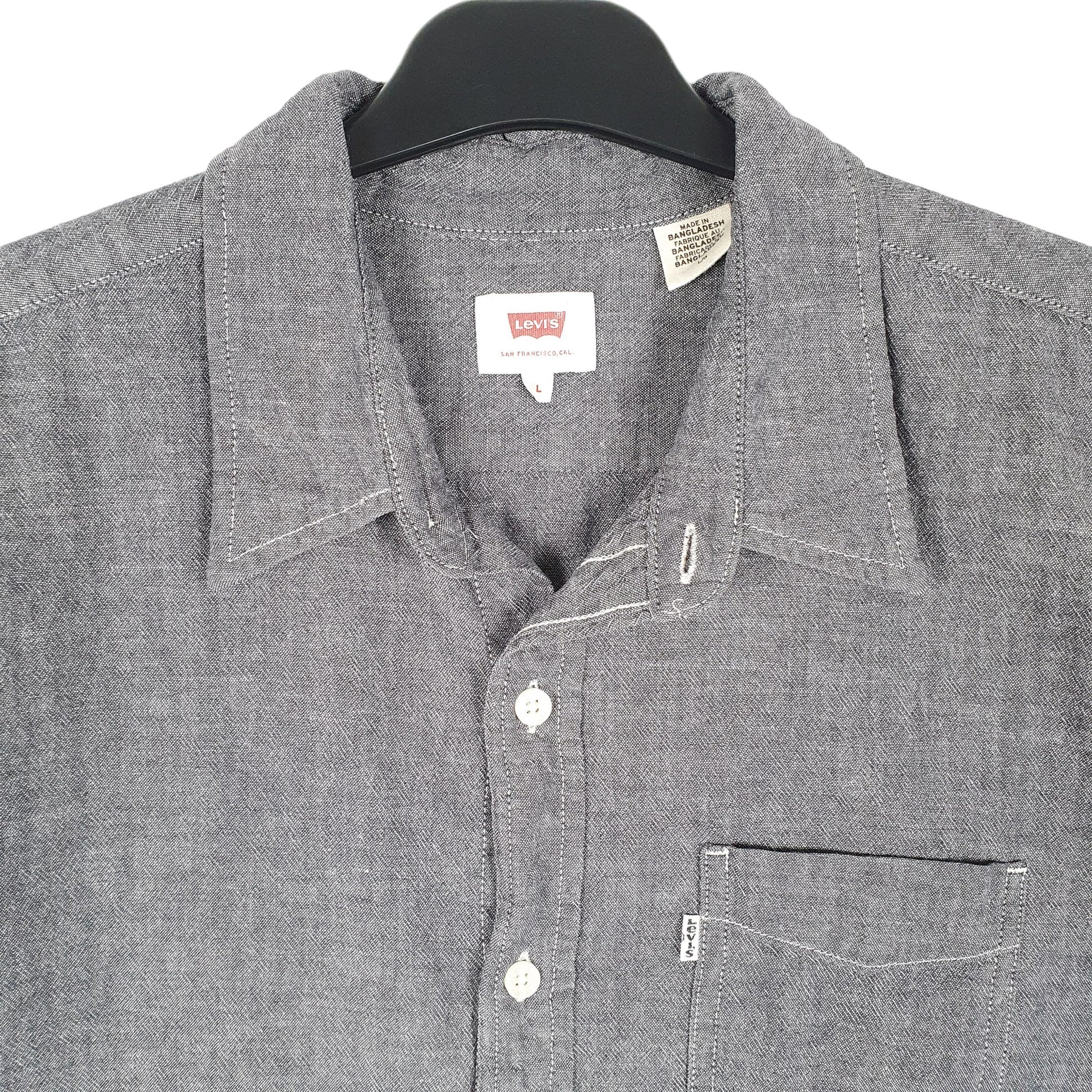 Mens Grey Levis Chambray Work Short Sleeve Shirt