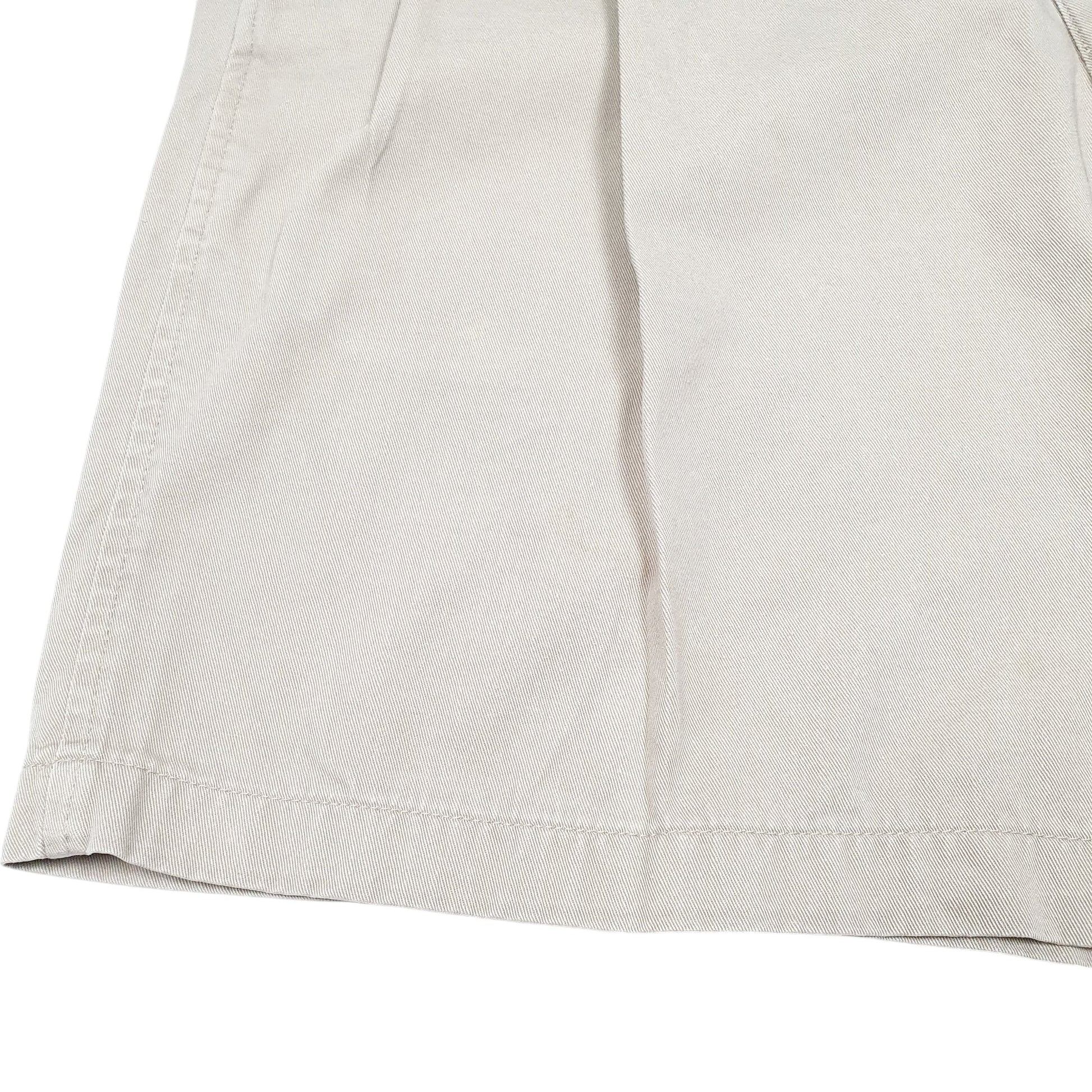 Mens Beige Chaps Double Pleated Chino Shorts