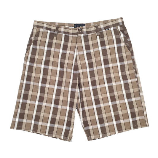 Mens Brown Hurley Check Surf Skate Chino Shorts