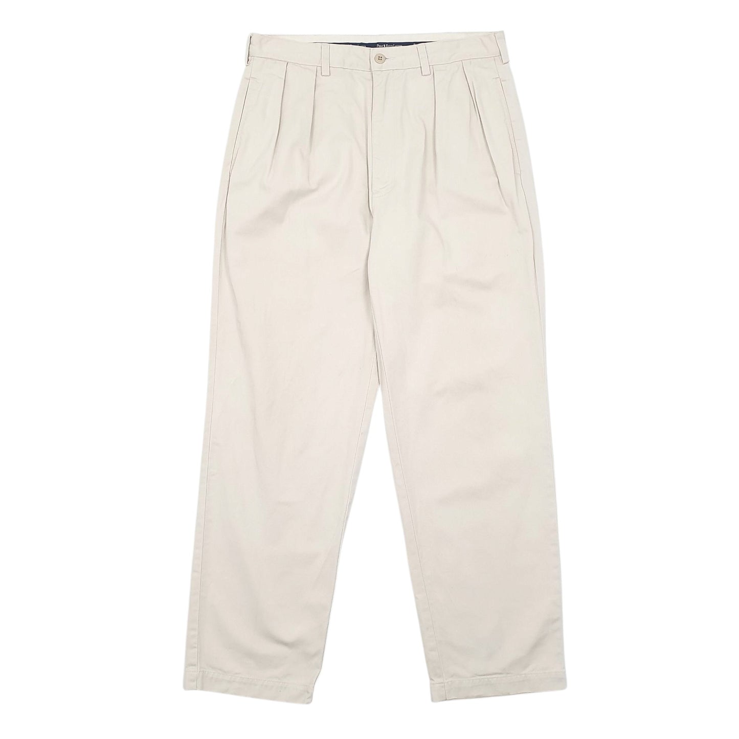 Mens Cream Polo Ralph Lauren Double Pleated Chino Trousers