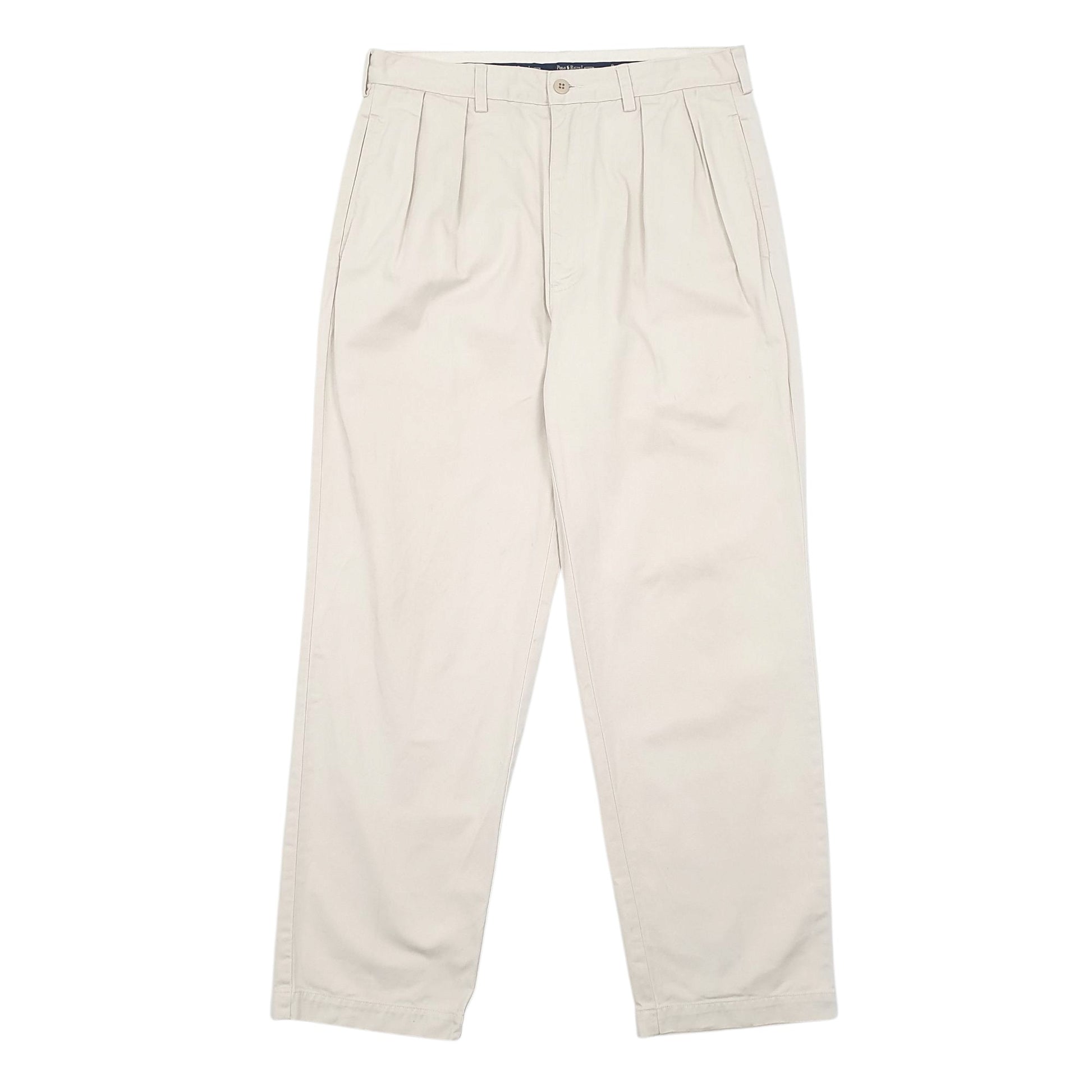 Mens Cream Polo Ralph Lauren Double Pleated Chino Trousers
