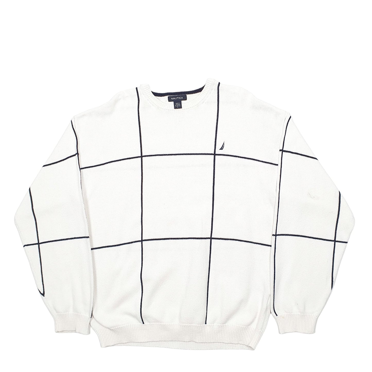Mens White Nautica Knit Crewneck Jumper