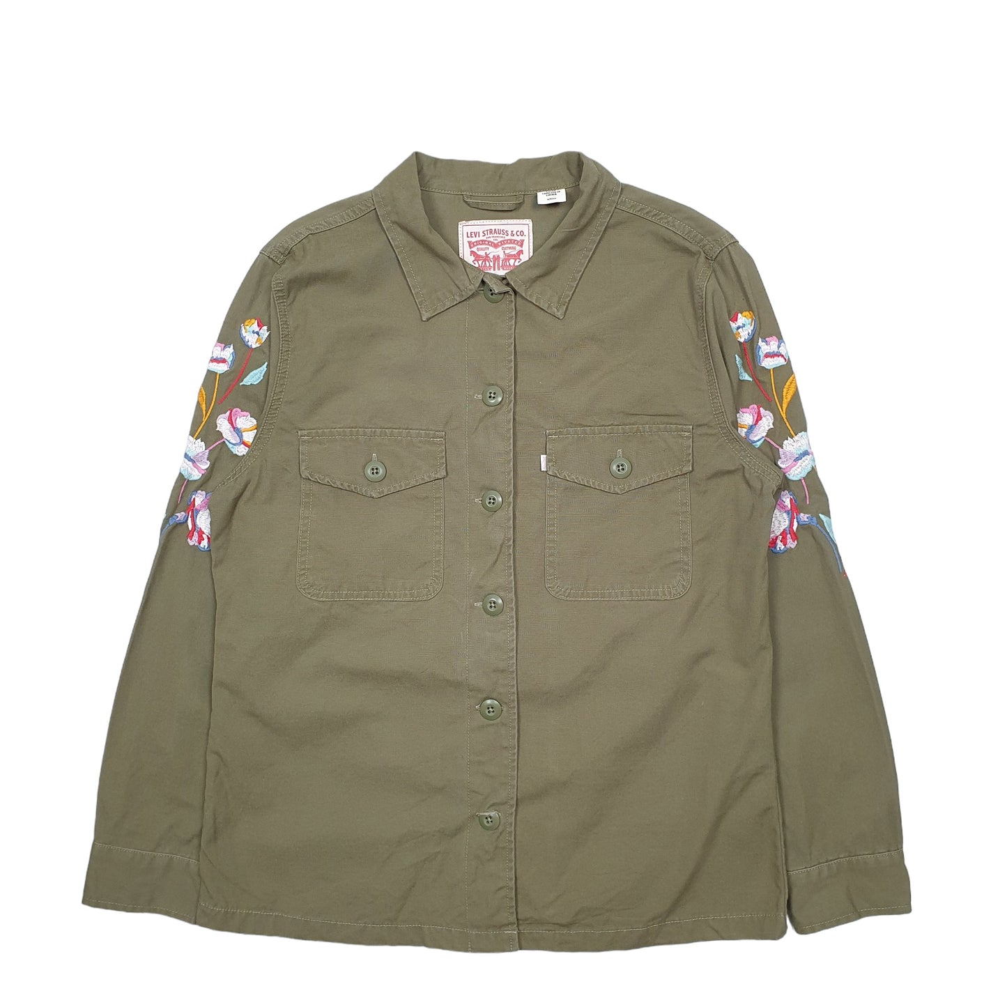 Mens Khaki Levis Floral Shacket Long Sleeve Shirt