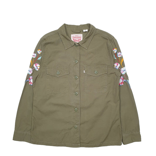 Mens Khaki Levis Floral Shacket Long Sleeve Shirt