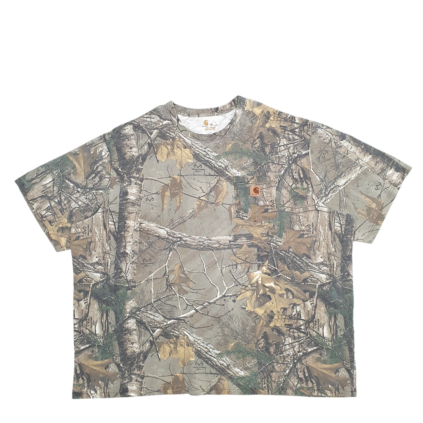 Mens Green Carhartt Leaves Trees Camouflage Short Sleeve T Shirt