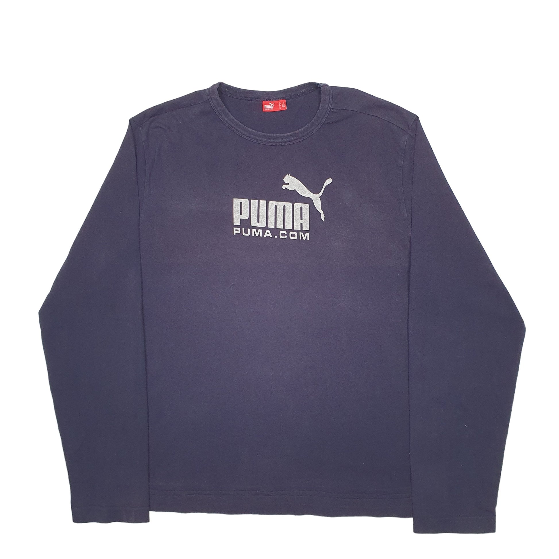 Mens Navy Puma Spellout Long Sleeve T Shirt