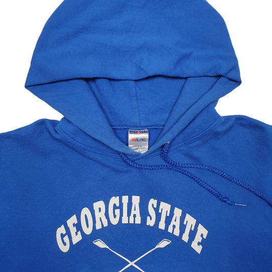 Mens Blue Jerzees Georgia State Hoodie Jumper