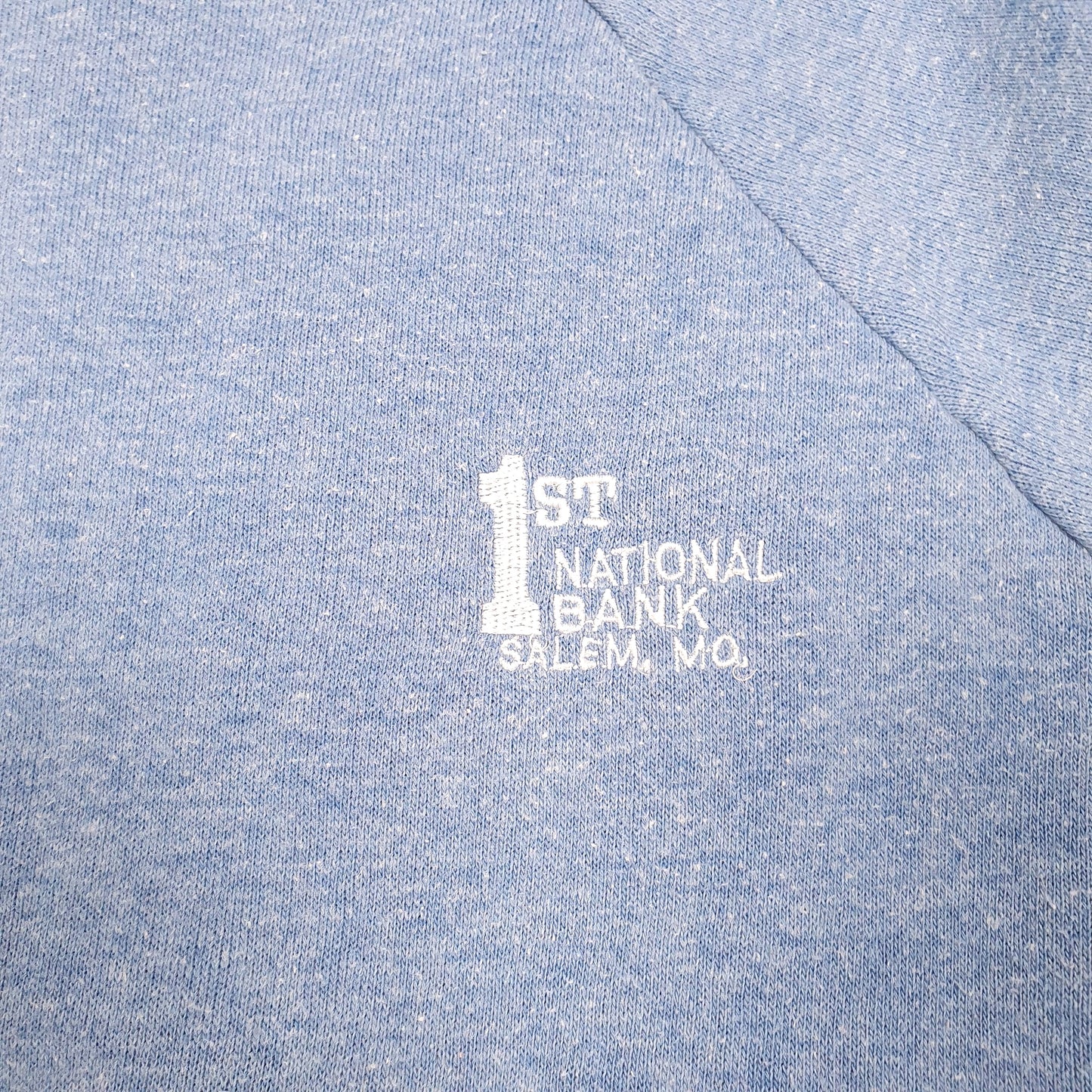 Mens Blue Sportswear Vintage 80s 1st National Bank Made In USA Crewneck Jumper