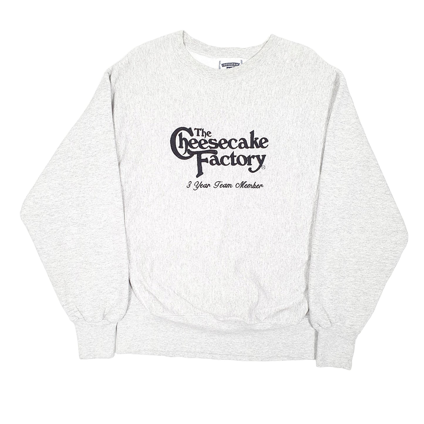 Mens Grey Lee Vintage Crossgrain Cheesecake Factory Reverse Weave Crewneck Jumper