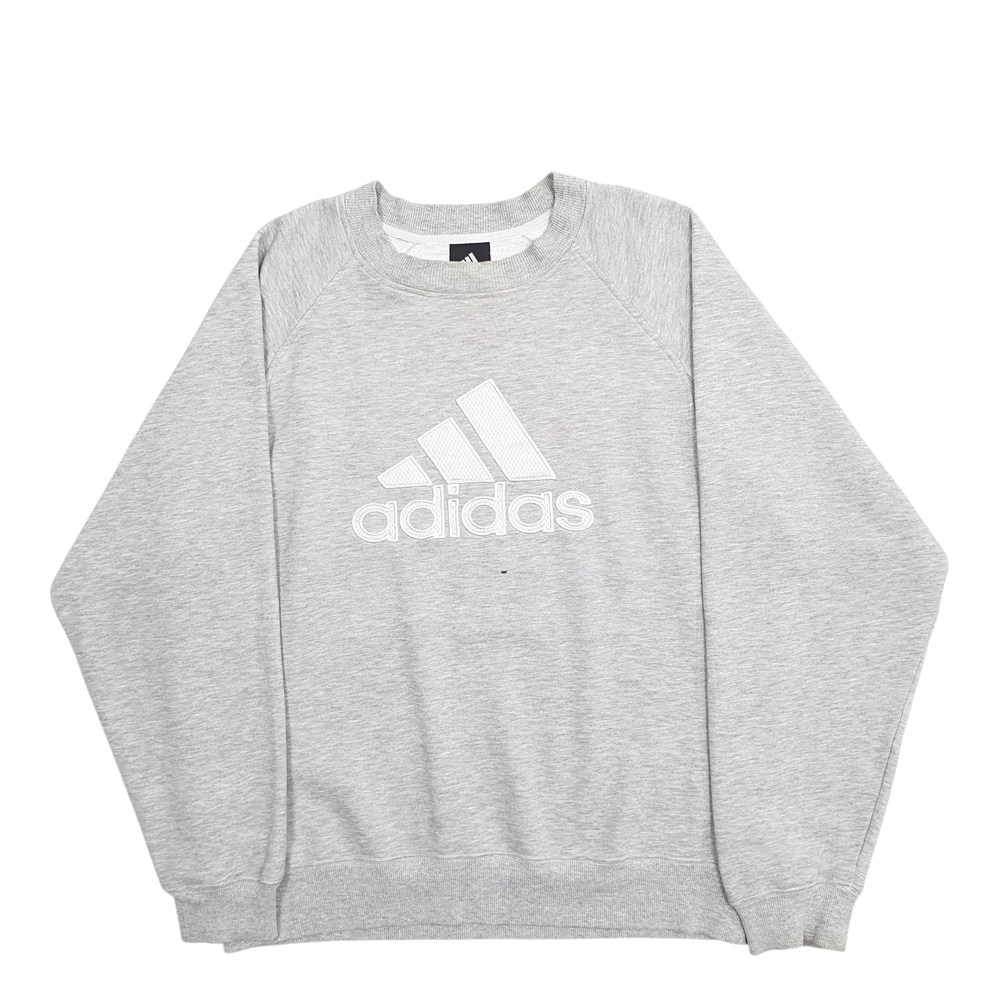 Mens Grey Adidas Spellout Crewneck Jumper