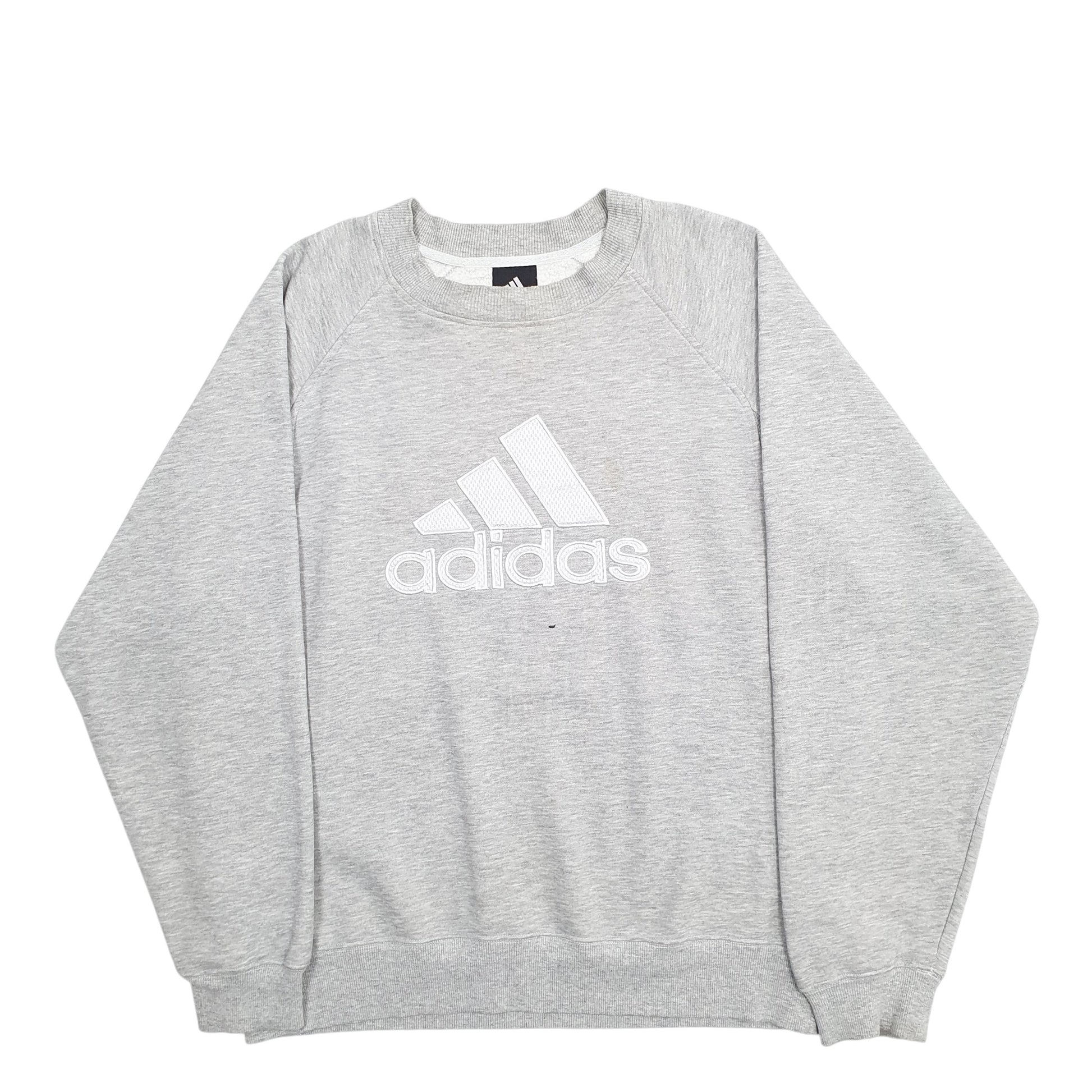 Mens Grey Adidas Spellout Crewneck Jumper