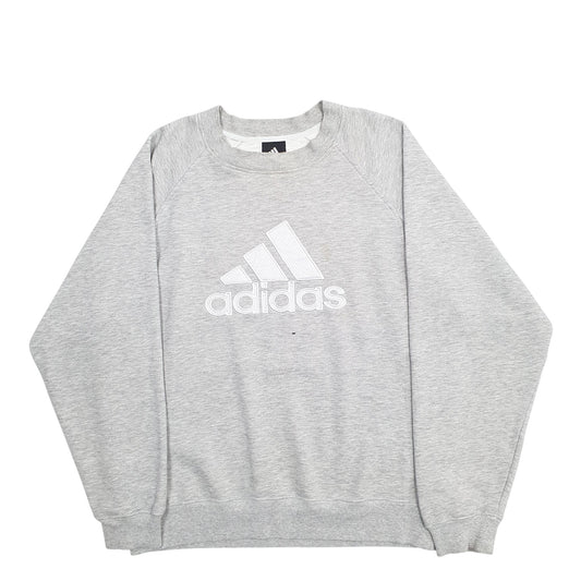 Mens Grey Adidas Spellout Crewneck Jumper