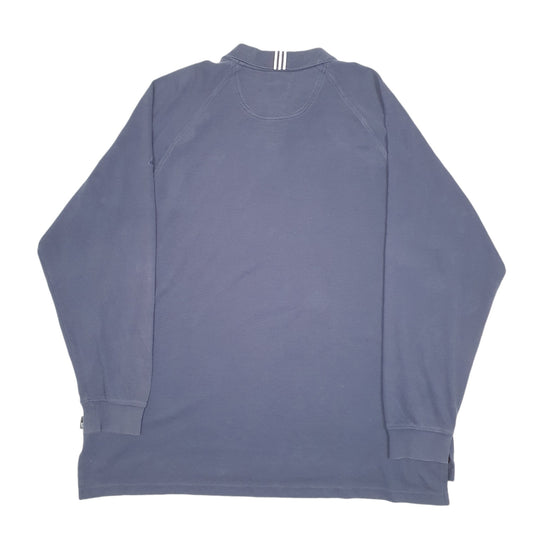 Mens Navy Adidas Climalite Stretch Long Sleeve Polo Shirt