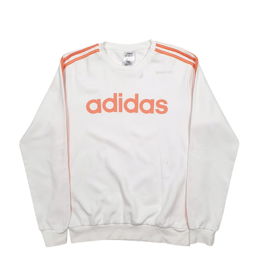 Mens White Adidas Spellout Crewneck Jumper
