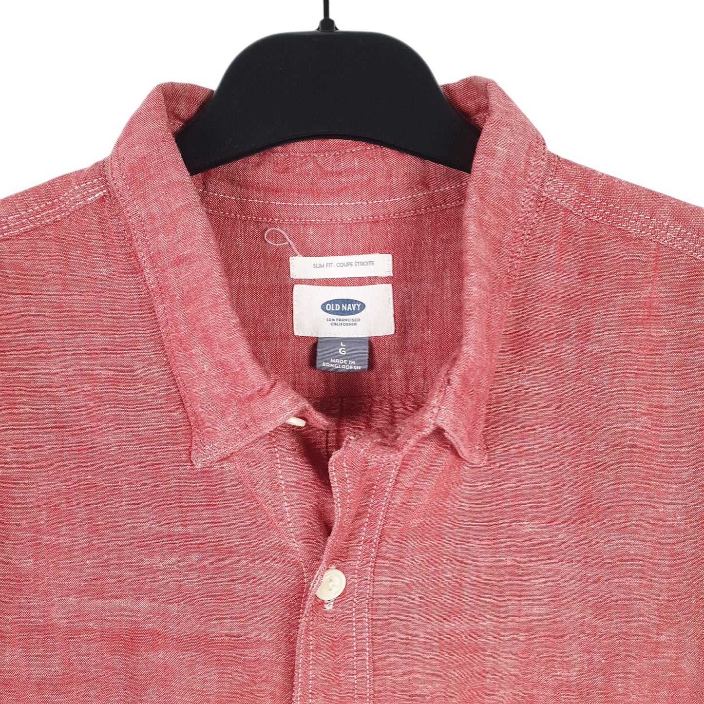 Mens Red Old Navy Chambray Short Sleeve Shirt