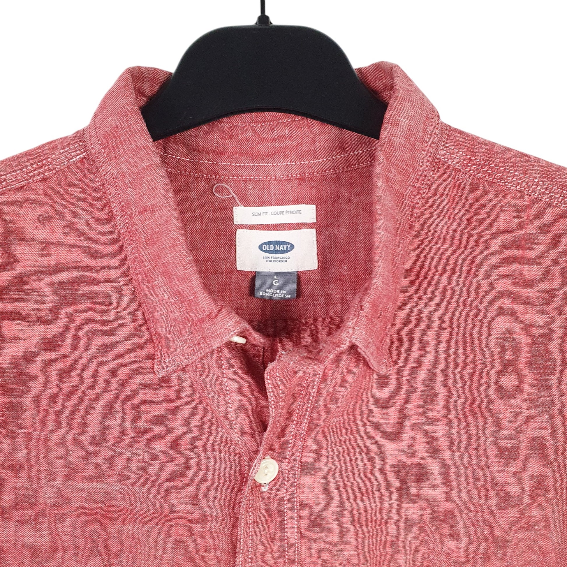 Mens Red Old Navy Chambray Short Sleeve Shirt