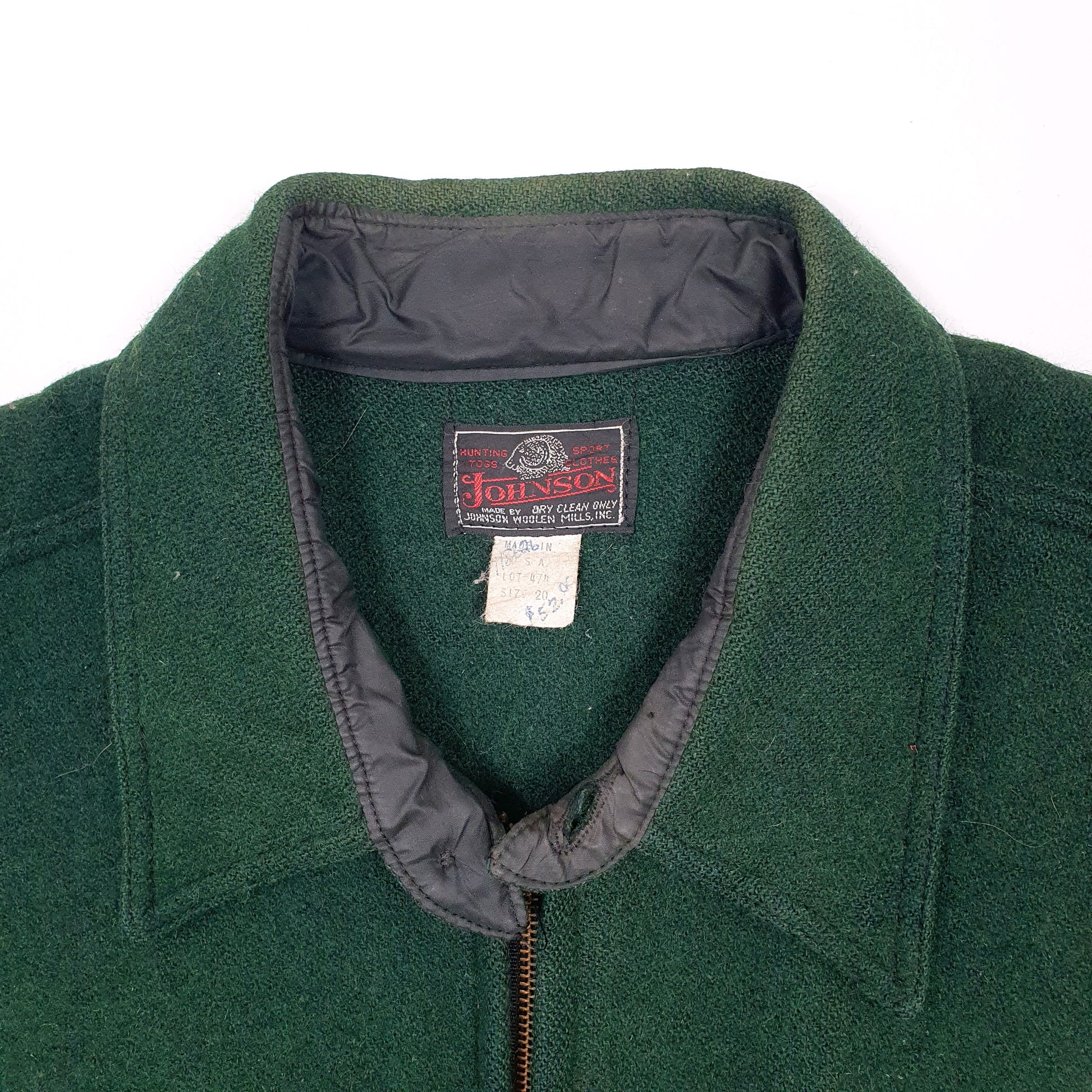 Mens Green Johnson Woolen Mills Lot 474 Vintage 1960s Cruiser Made in USA  Coat