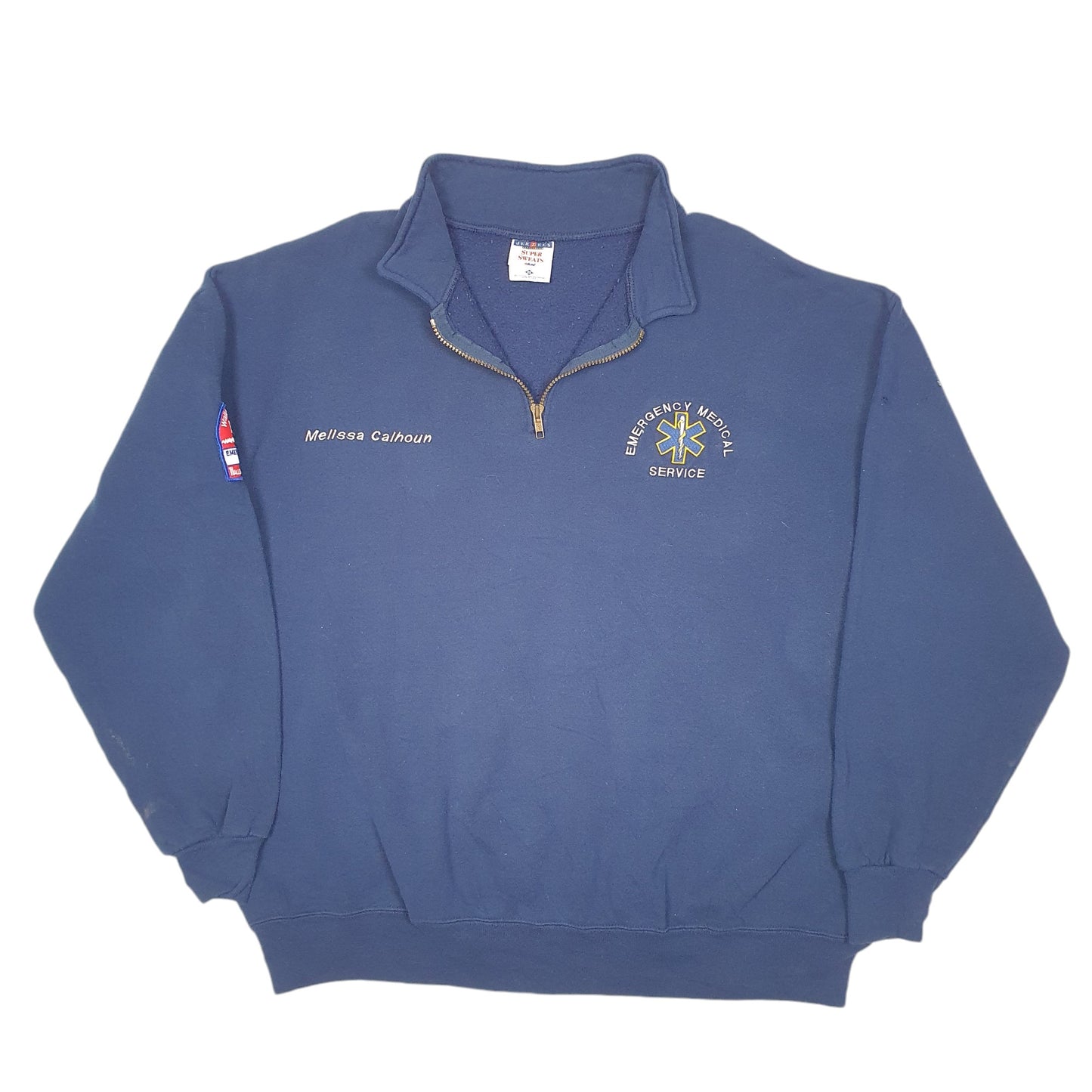 Mens Navy Jerzees Wallowa County Emergency Medical services Made In USA Quarter Zip Jumper