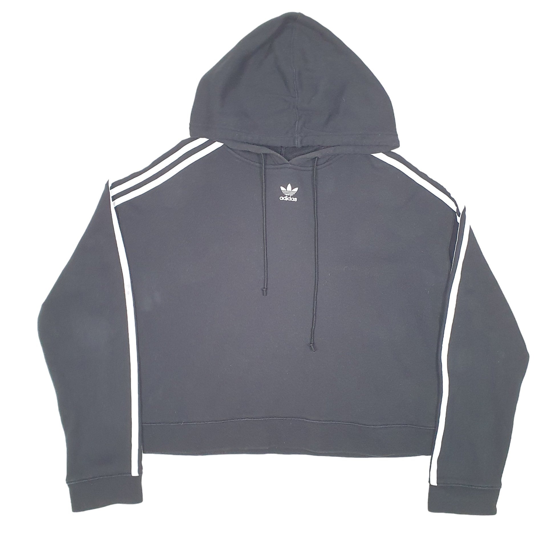 Womens Black Adidas Cropped Short Workout Gym Hoodie Jumper