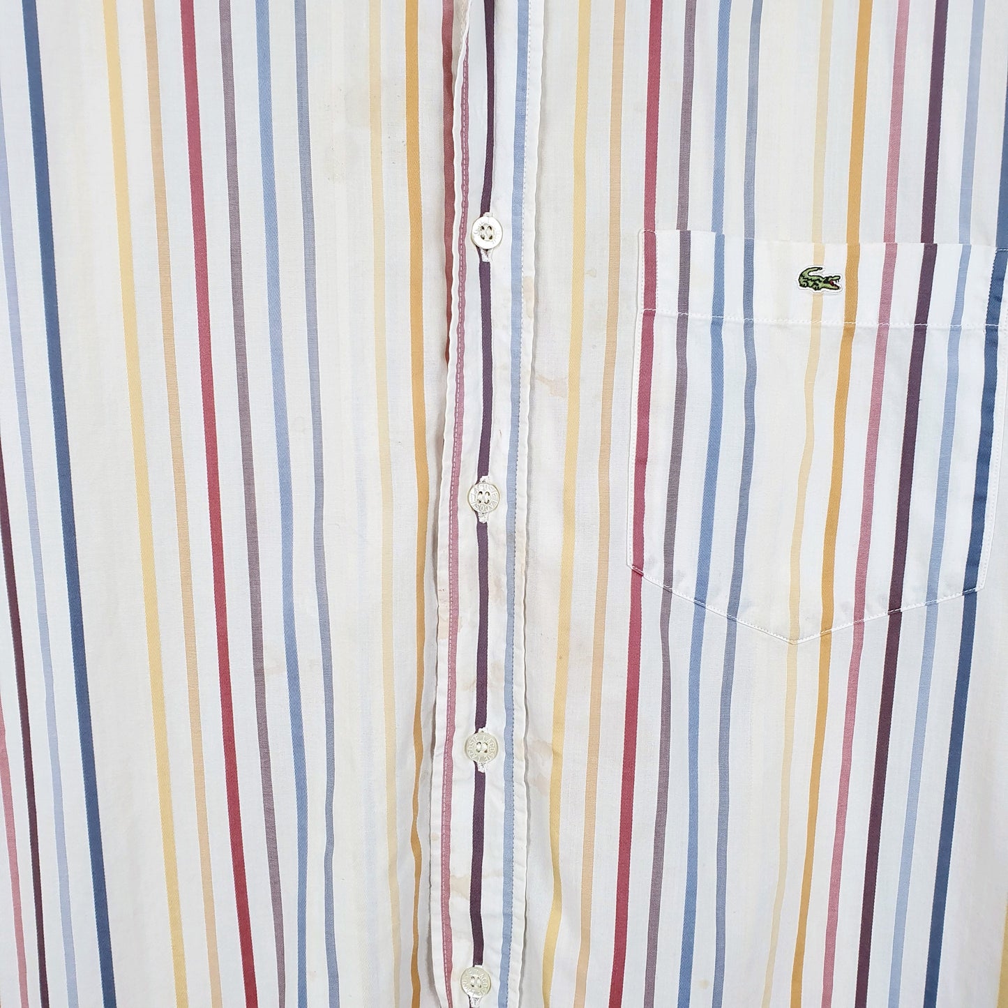 Mens Cream Lacoste  Short Sleeve Shirt