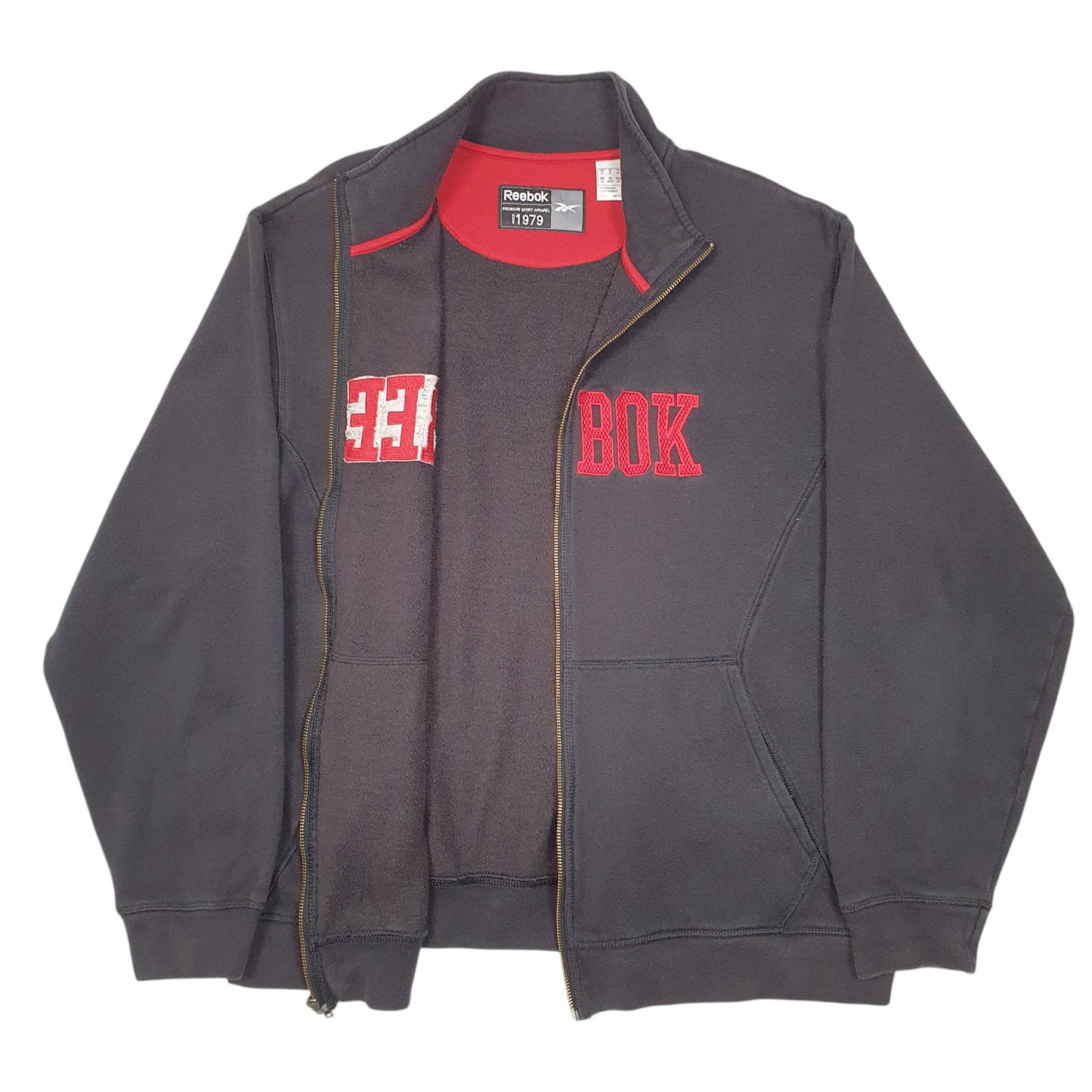 Mens Black Reebok Spellout Full Zip Jumper