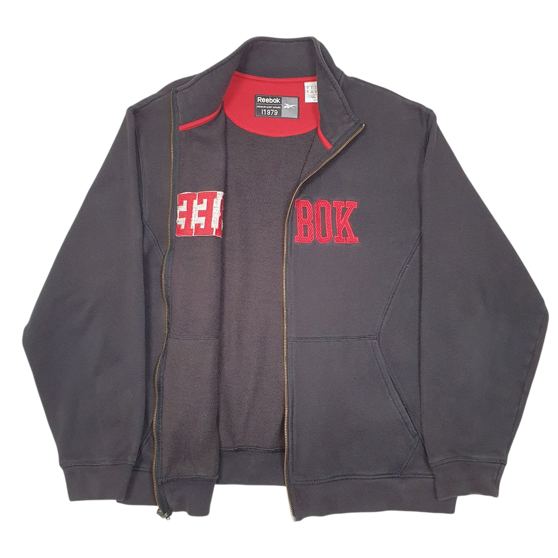 Mens Black Reebok Spellout Full Zip Jumper