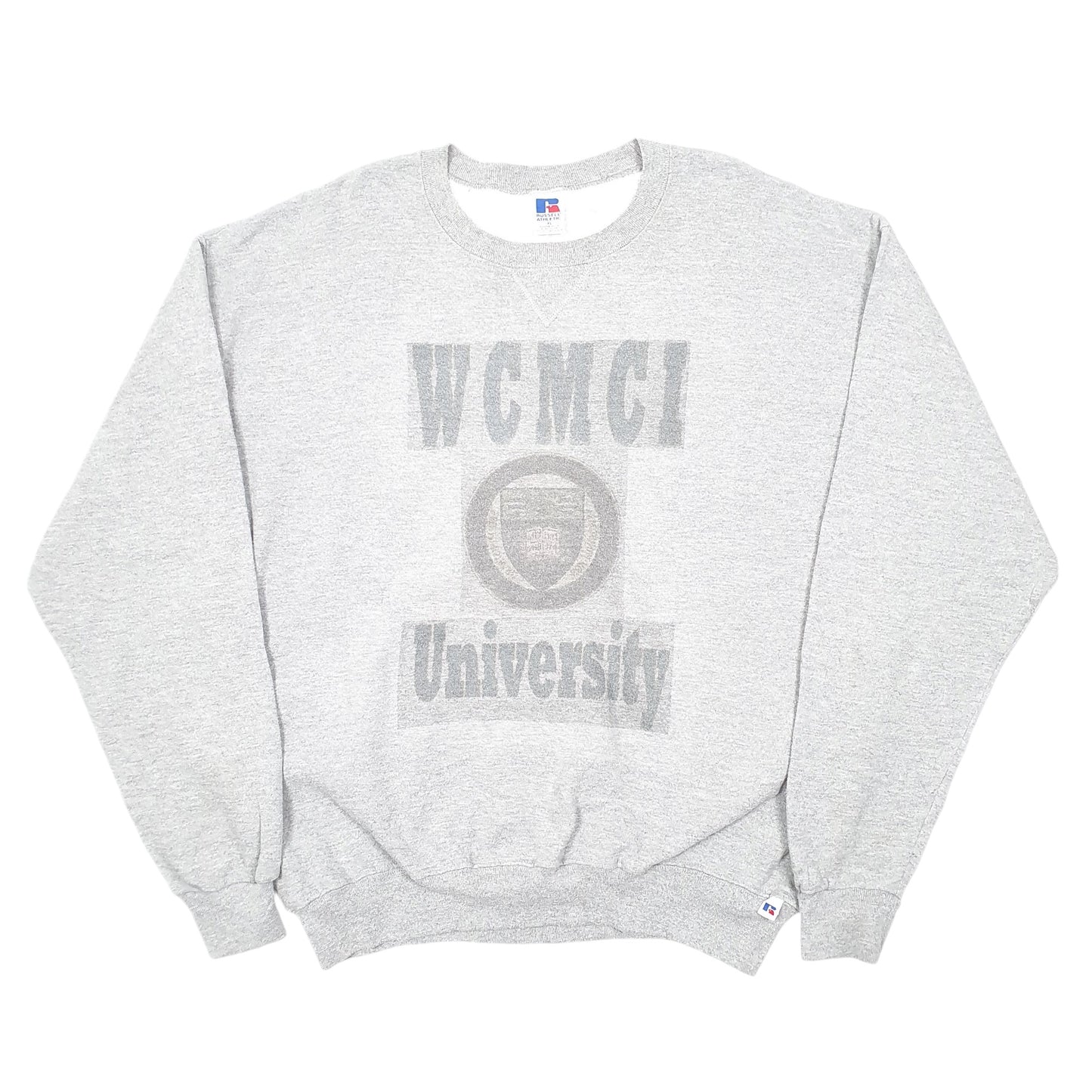 Mens Grey Russell Athletic Vintage 2000s WCMCI University USA Crewneck Jumper