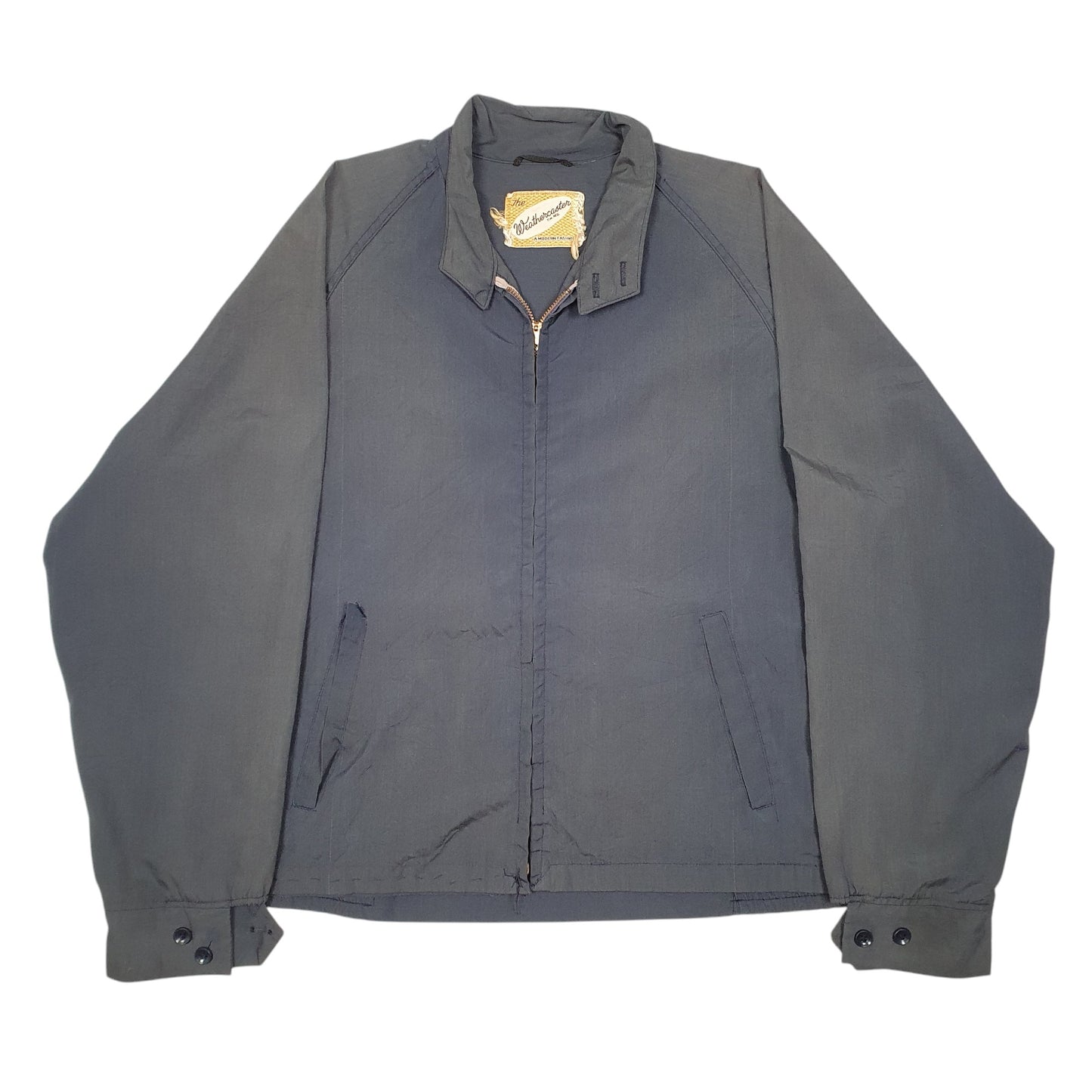 Mens Grey The Weathercaster Vintage 50s 60s Raglan Casual Full Zip Coat