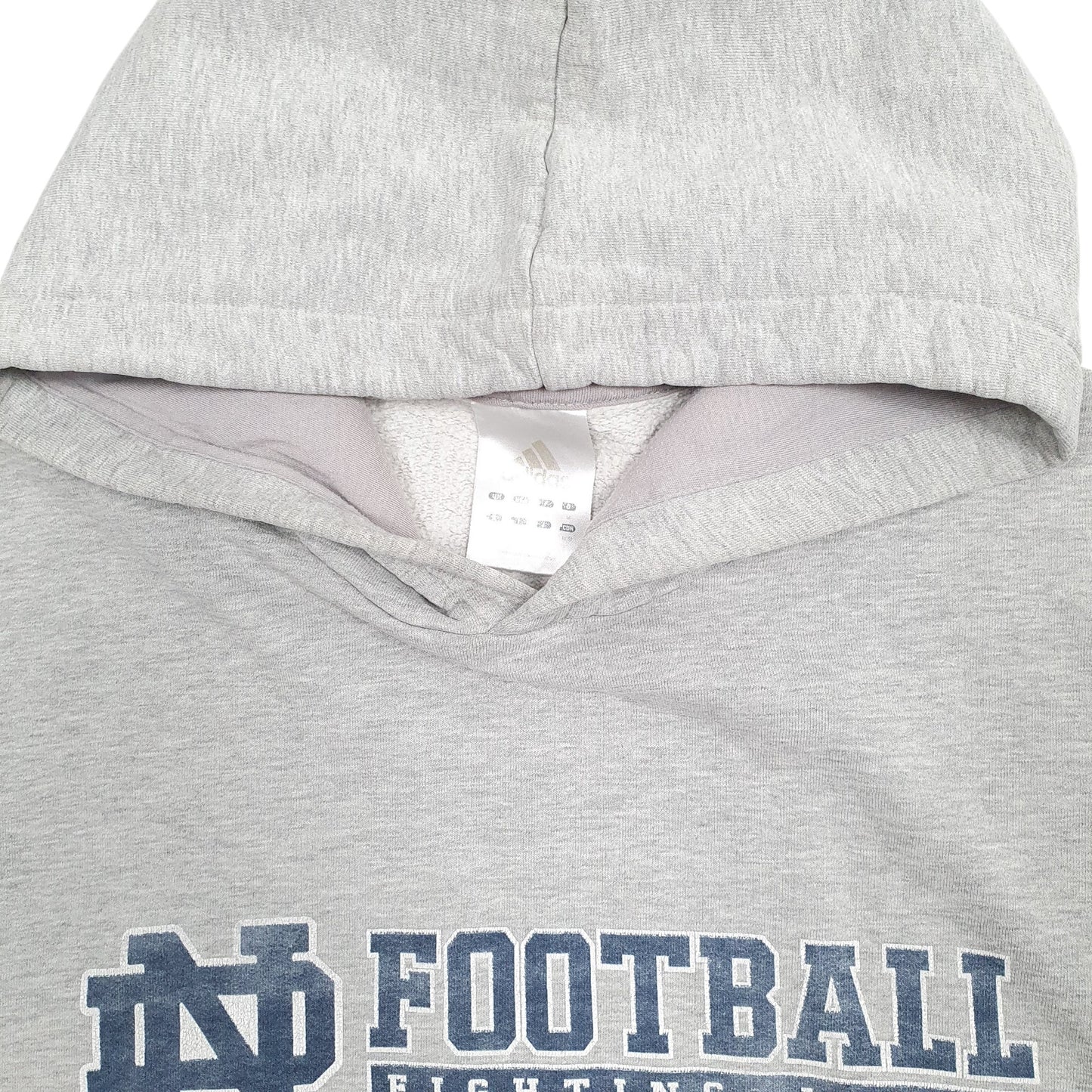 Mens Grey Adidas USA College North Dakota Fighting Irish Hoodie Jumper