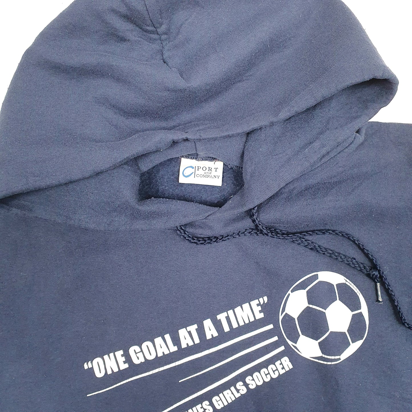 Mens Navy Port & Company Soccer Football Hoodie Jumper
