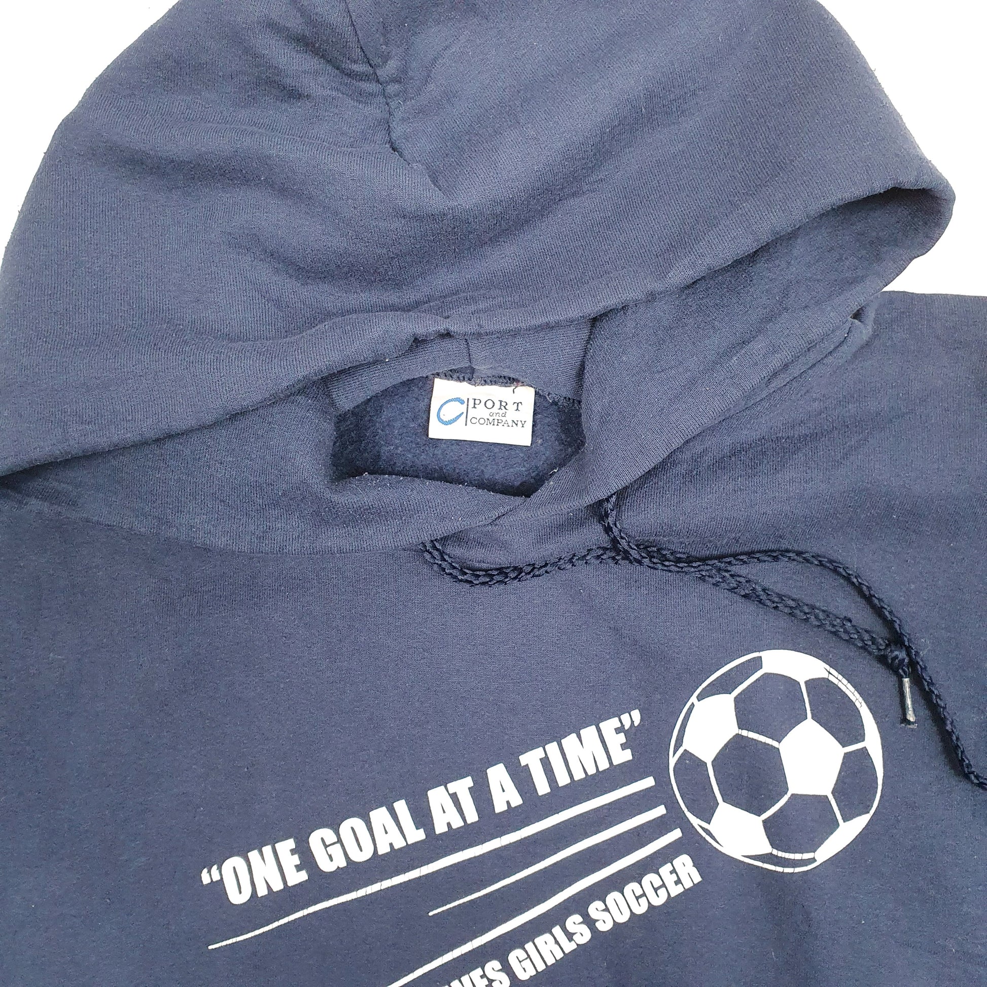 Mens Navy Port & Company Soccer Football Hoodie Jumper